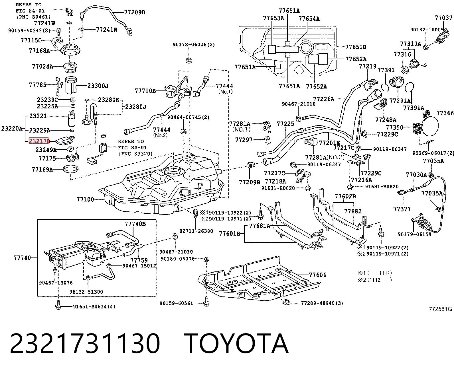 2321731130 Toyota Filtro de gasolina