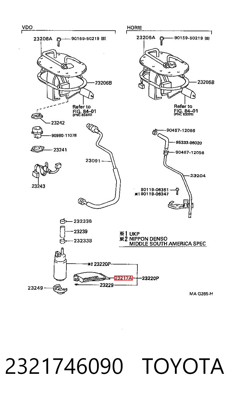 2321746090 Toyota Filtro de malla de la bomba de combustible