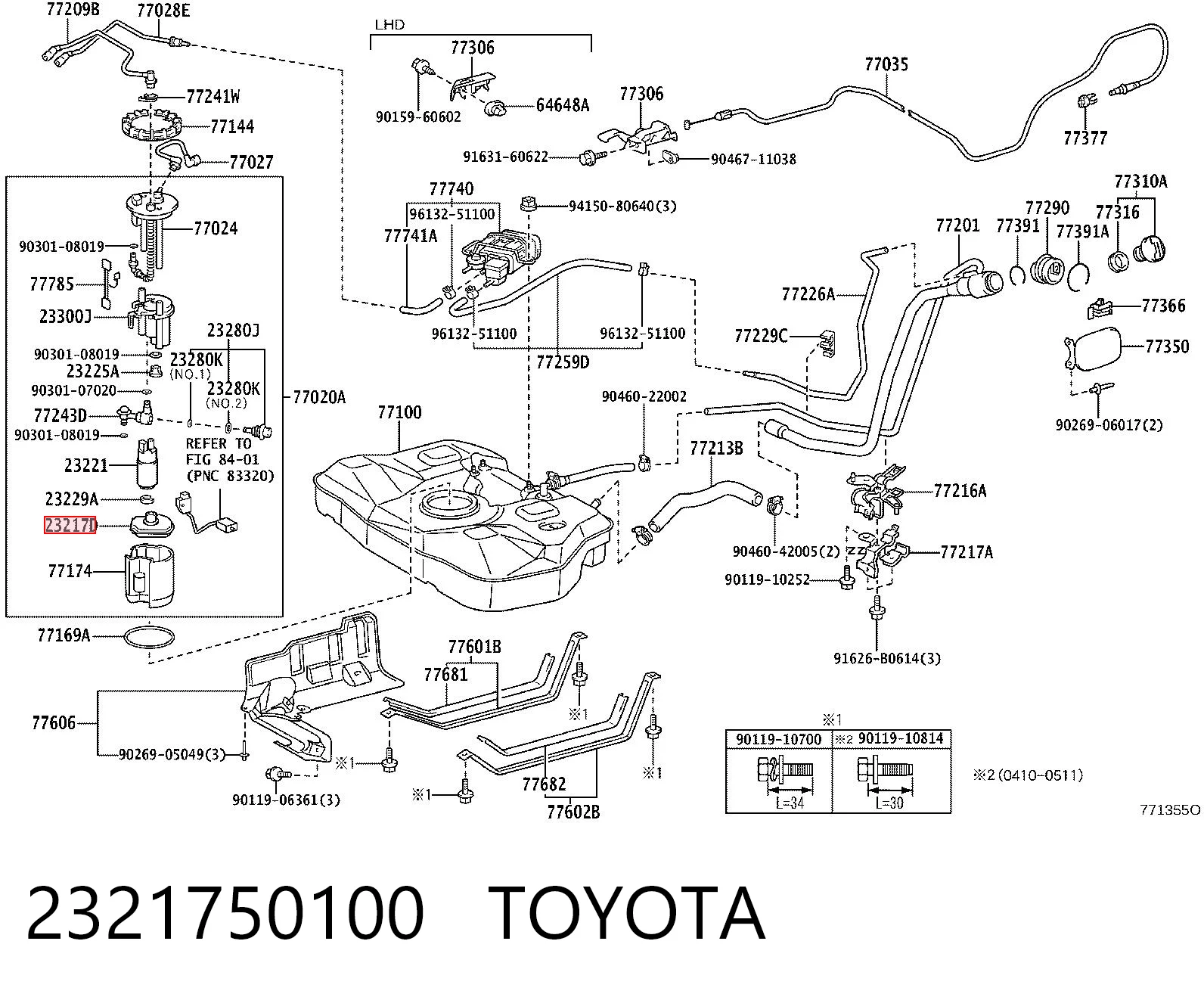 2321750100 Toyota Filtro de malla de la bomba de combustible