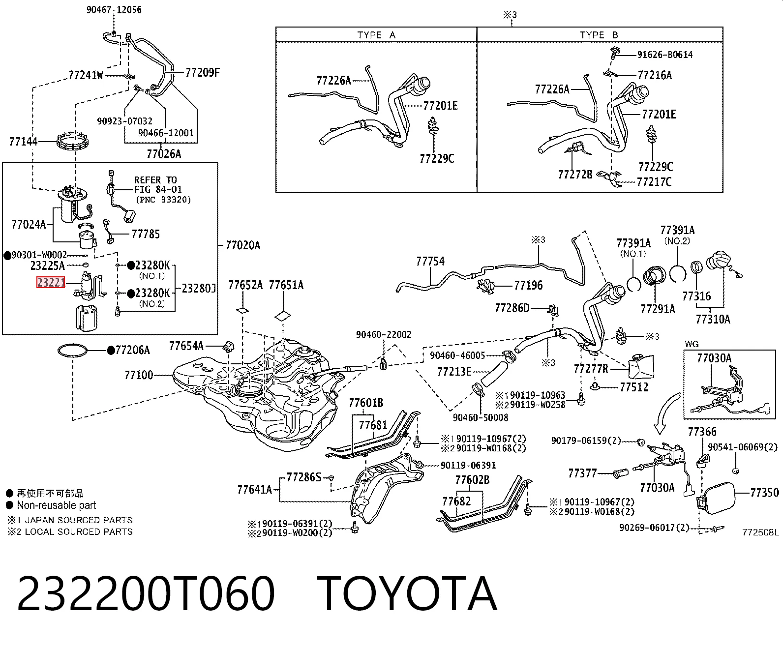 232200T060 Toyota Unidad de alimentación de combustible