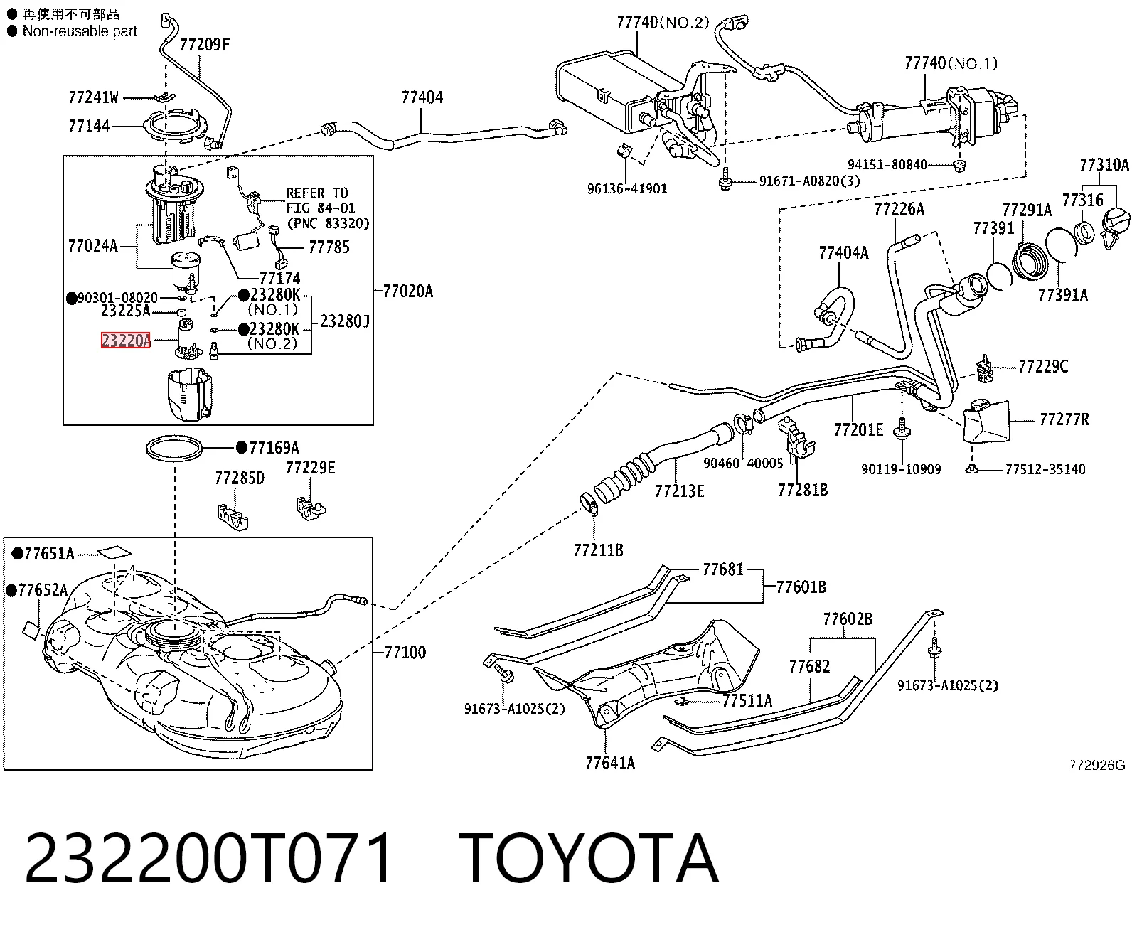 232200T071 Toyota Unidad de alimentación de combustible