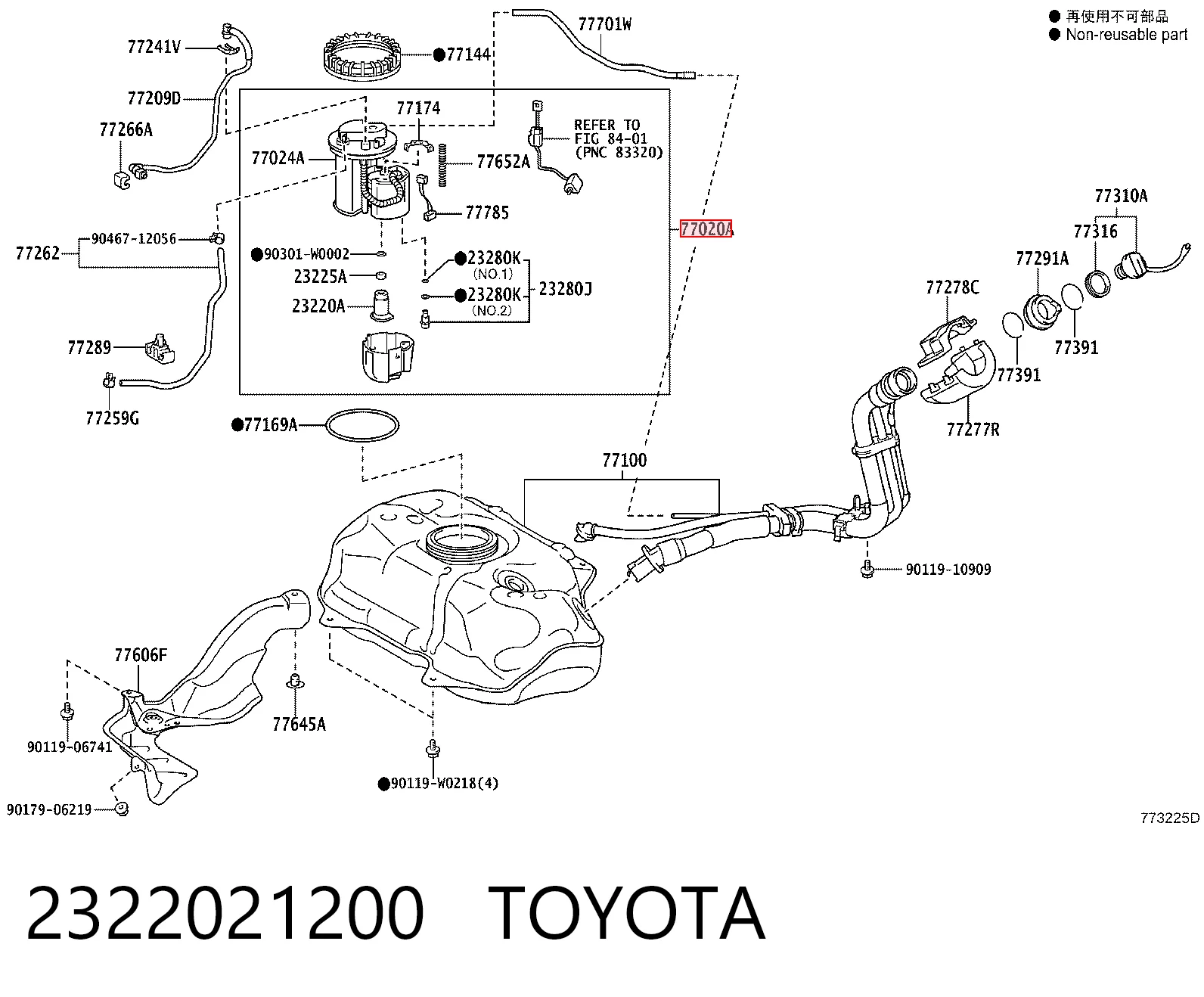 Bomba de combustible eléctrica sumergible  Toyota 2322021200 precio, desde 32,03 EUR