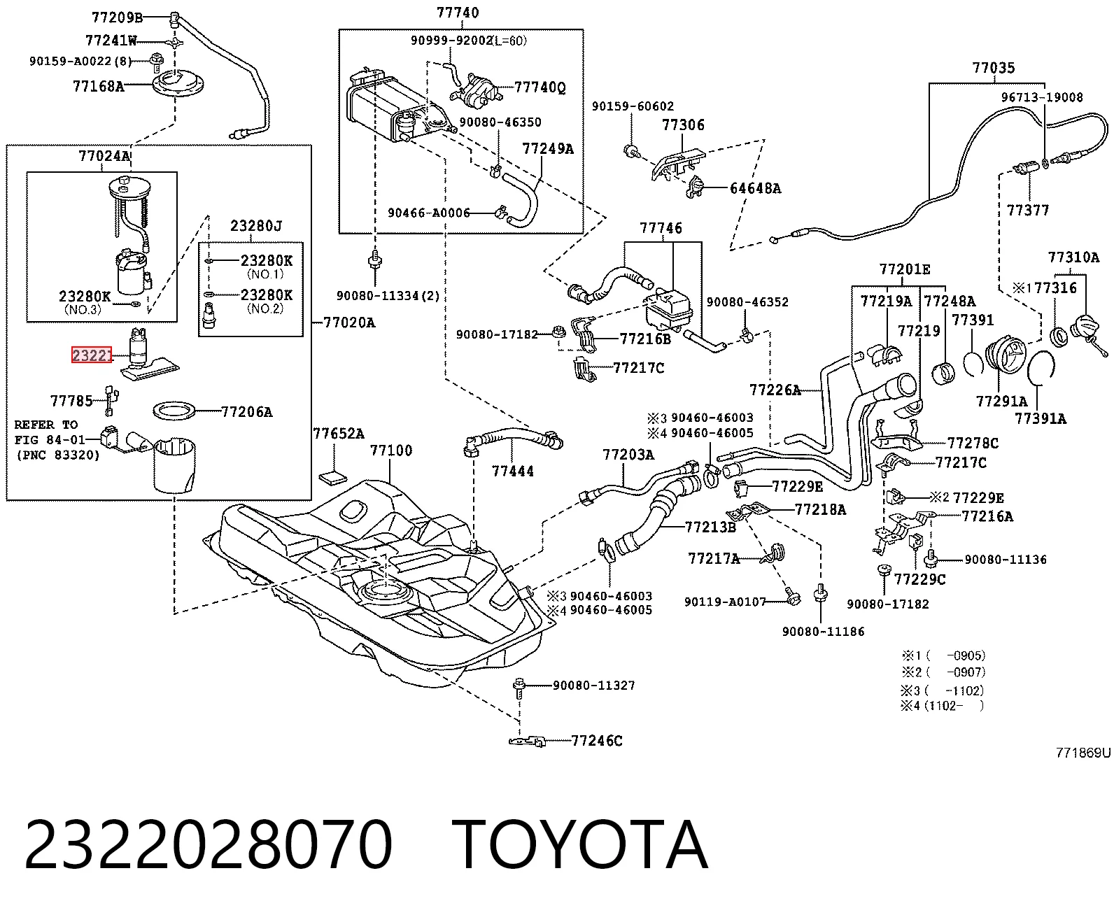 2322028070 Toyota Elemento de turbina de la bomba de combustible