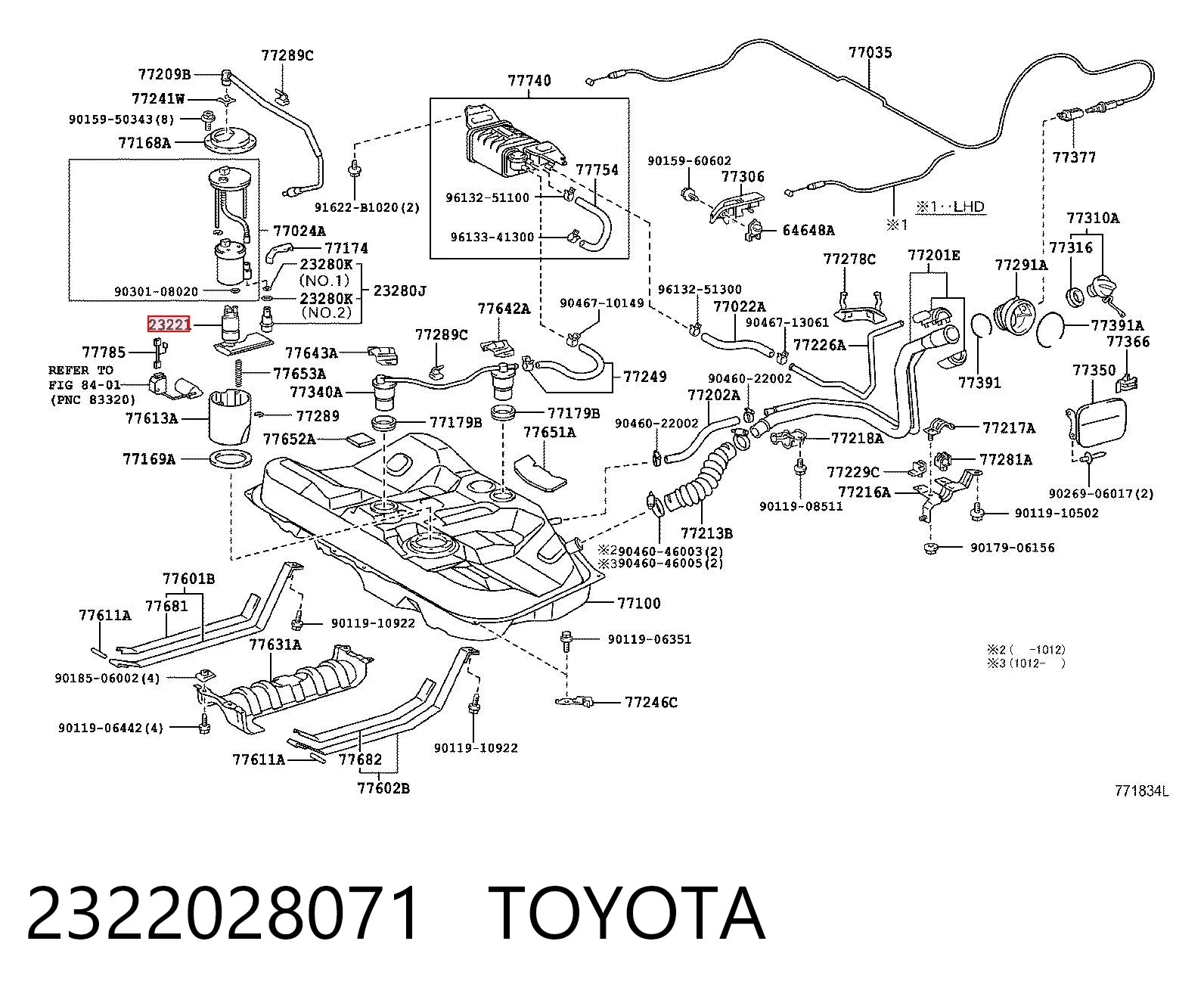 2322028071 Toyota Elemento de turbina de la bomba de combustible