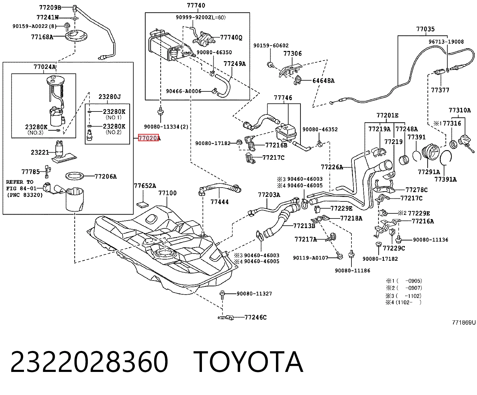 2322028360 Toyota Elemento de turbina de la bomba de combustible