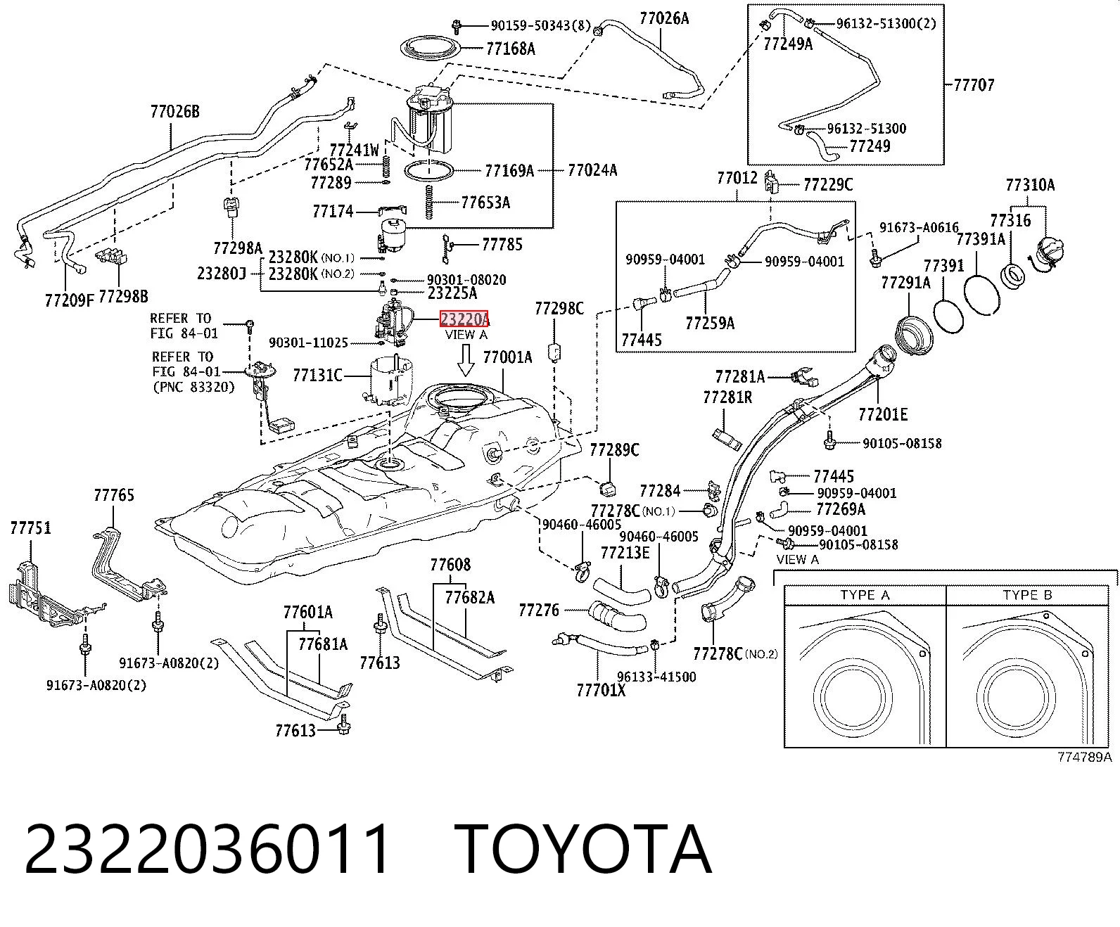 2322036011 Toyota Elemento de turbina de la bomba de combustible