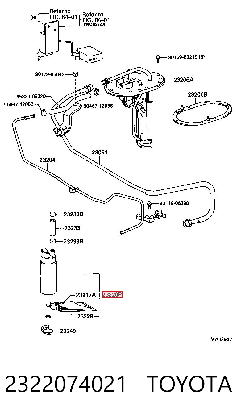 2322074021 Toyota Bomba de inyección
