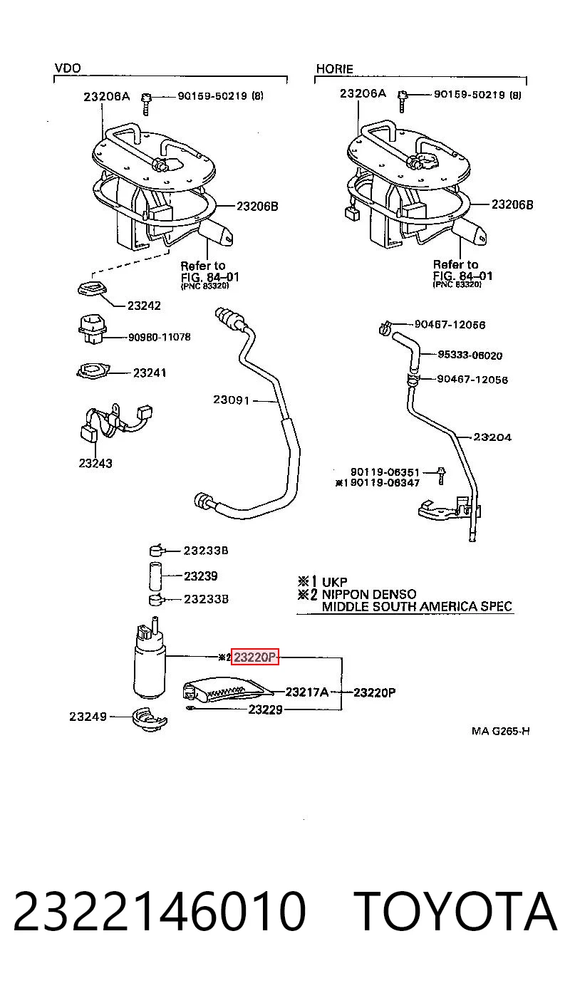 2322146010 Toyota Elemento de turbina de la bomba de combustible