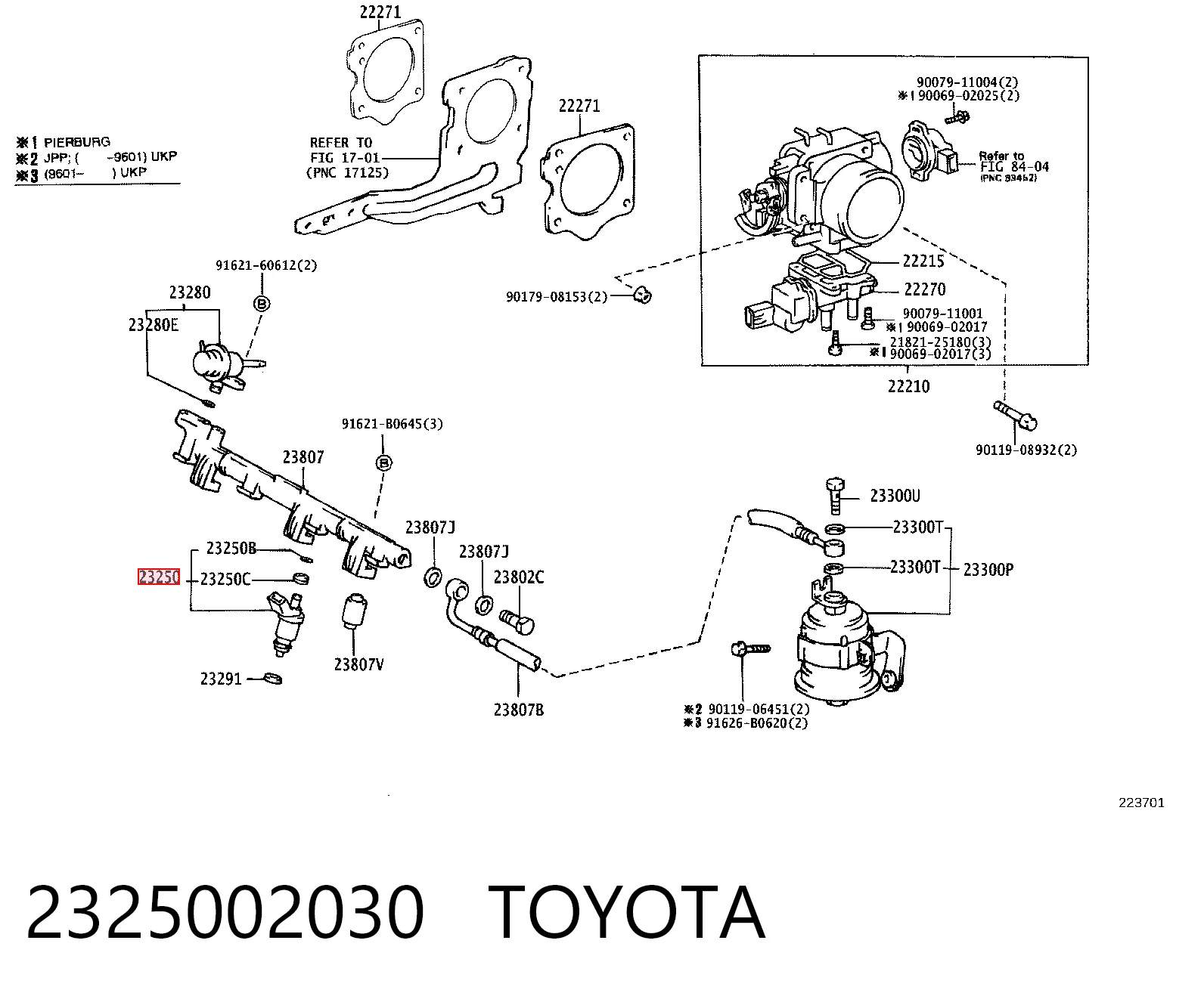 2325002030 Toyota Inyector de combustible
