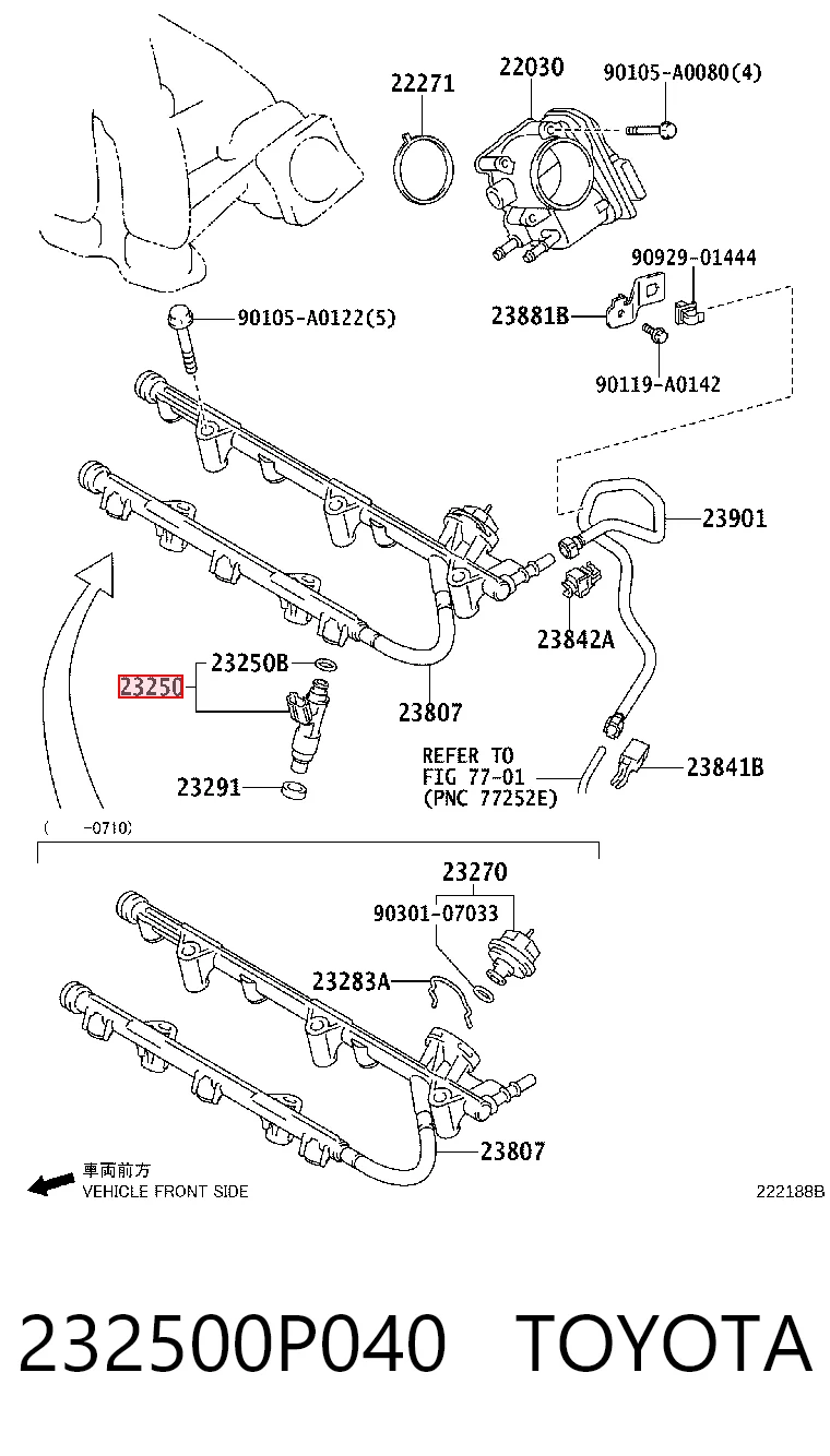 232500P040 Toyota Inyector de combustible