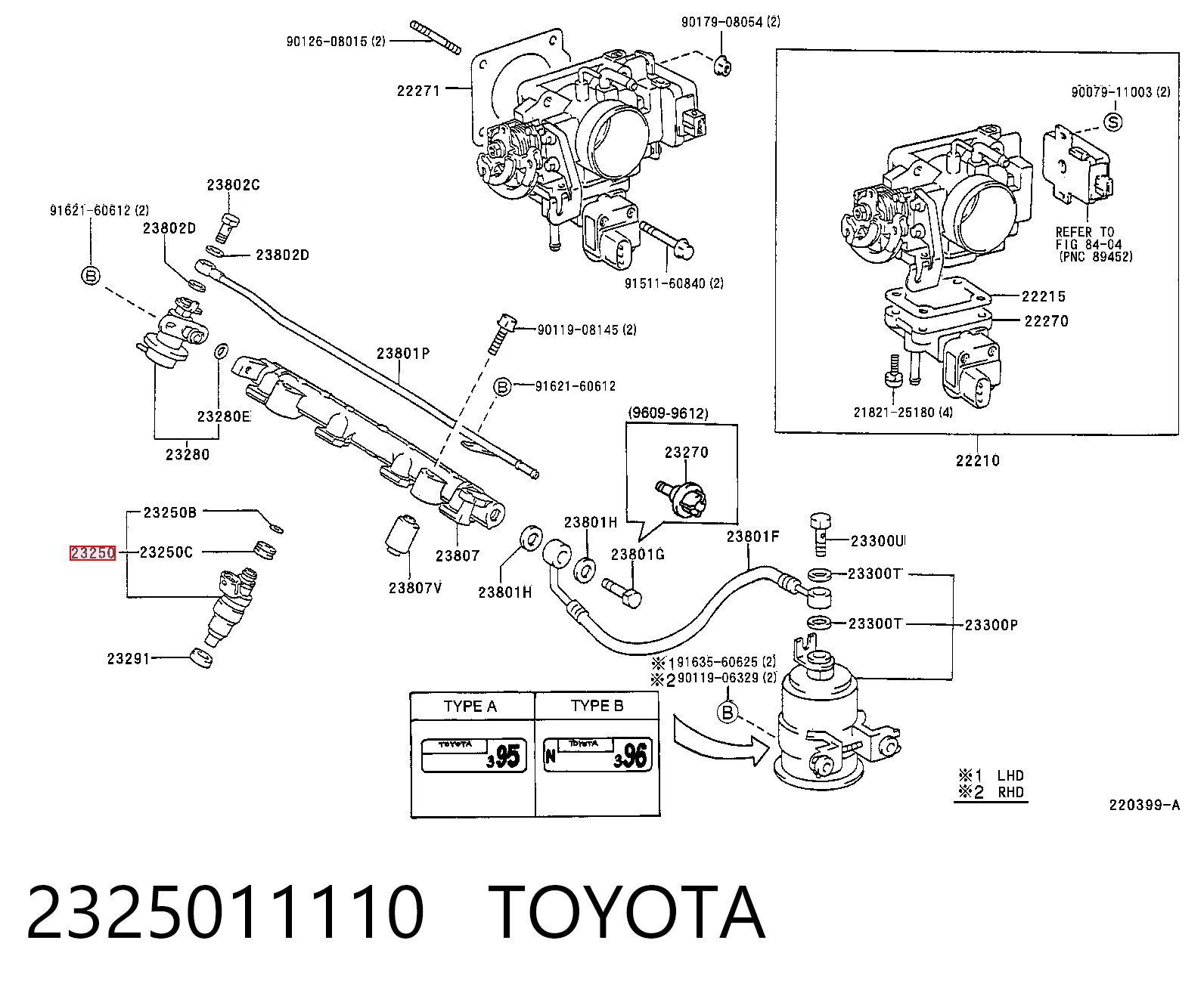 2325011110 Toyota Inyector de combustible