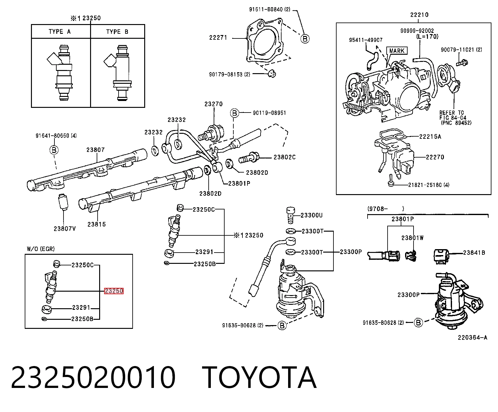 2325020010 Toyota Inyector de combustible