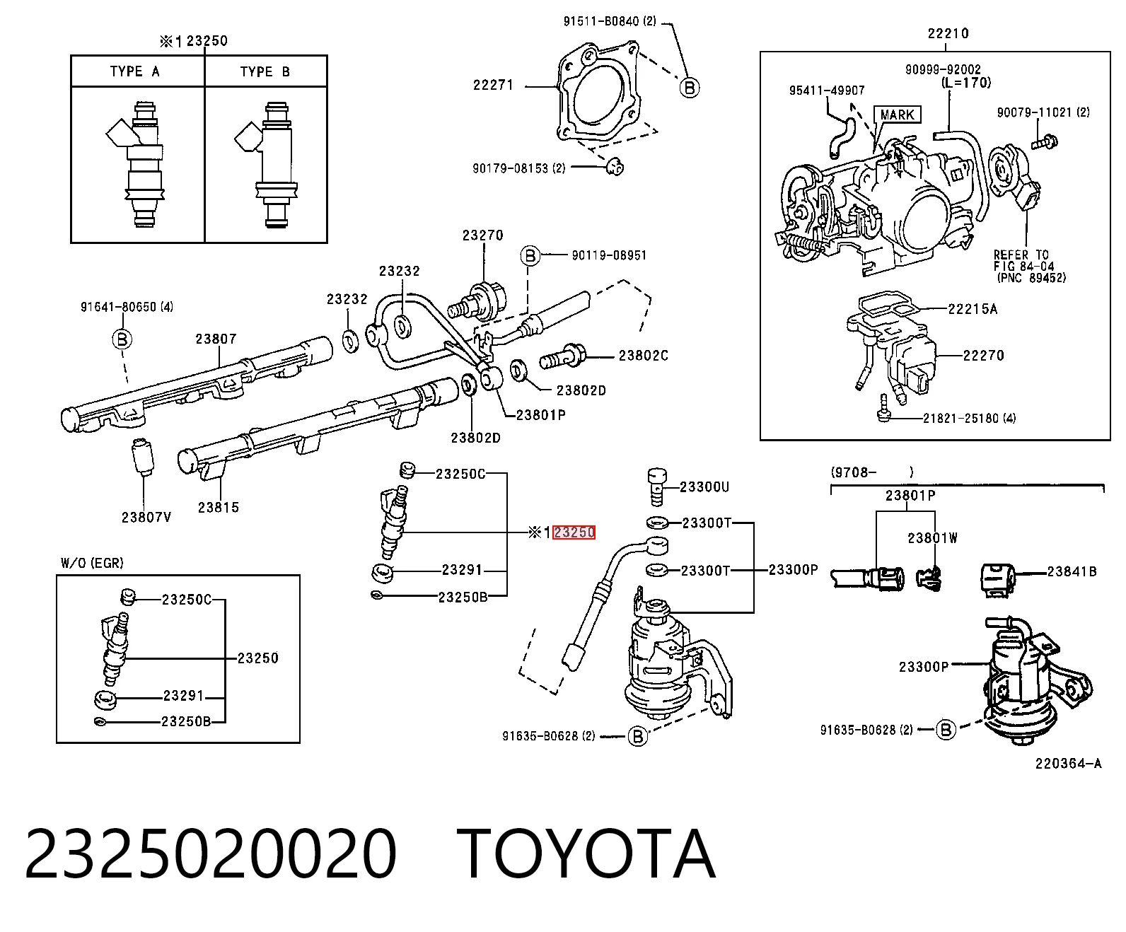 2325020020 Toyota Inyector de combustible