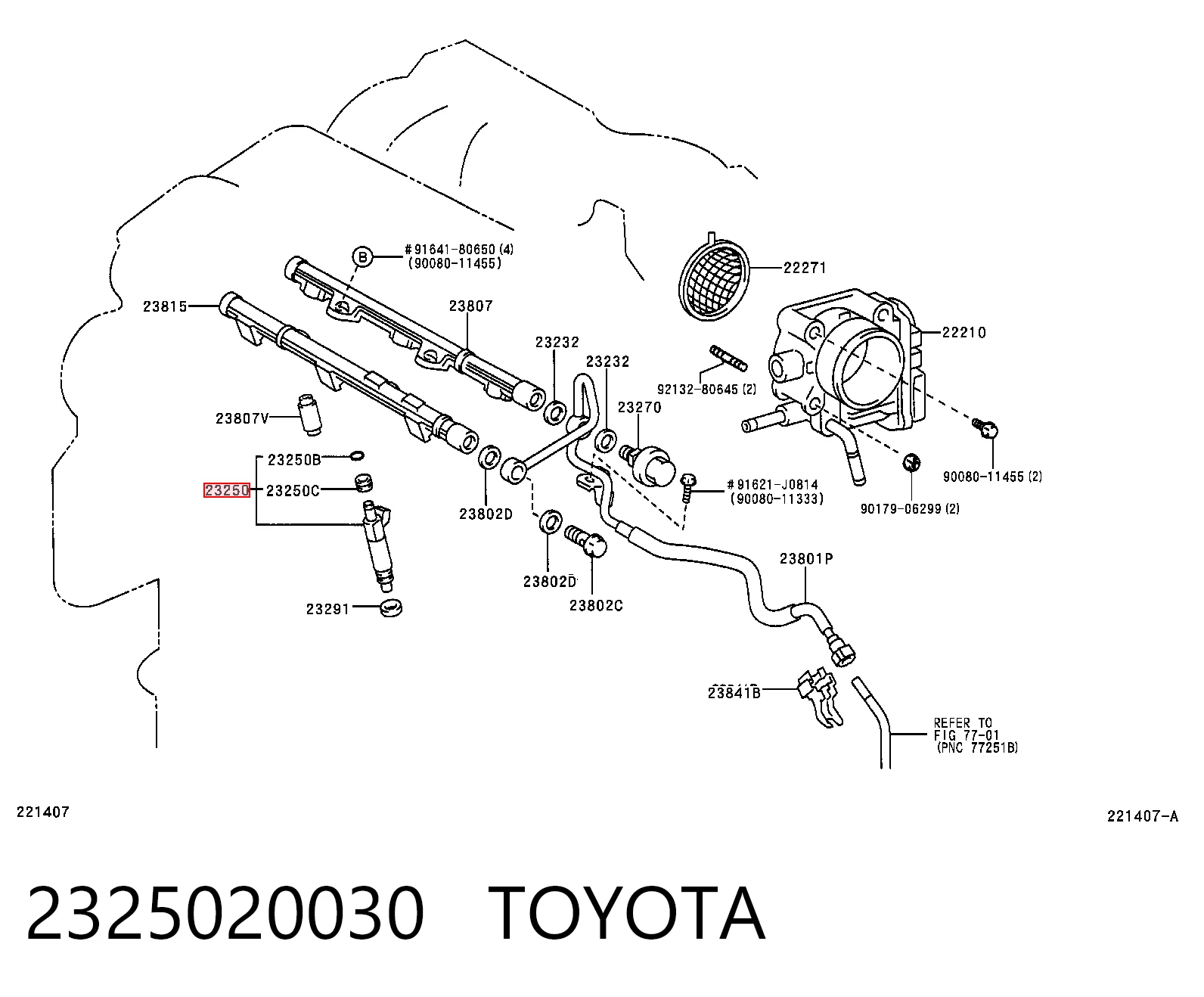 2325020030 Toyota Inyector de combustible