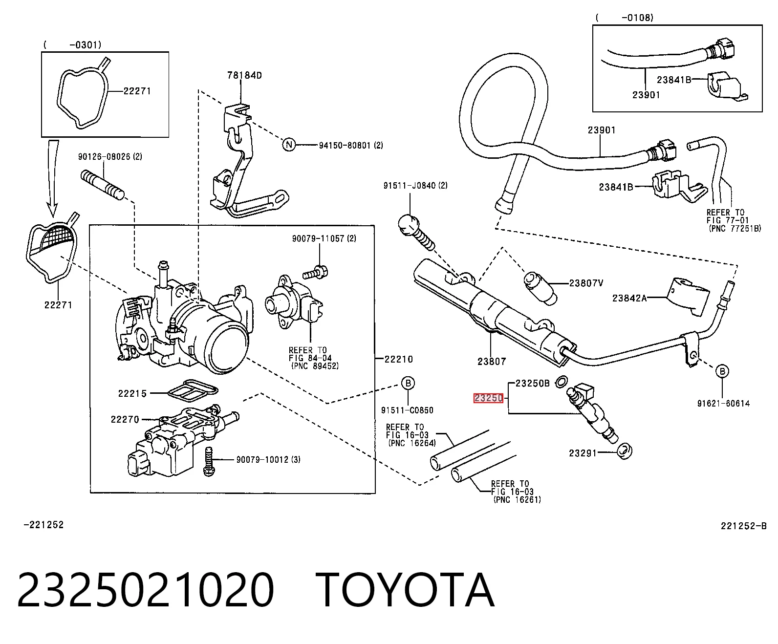 2325021020 Toyota Inyector de combustible