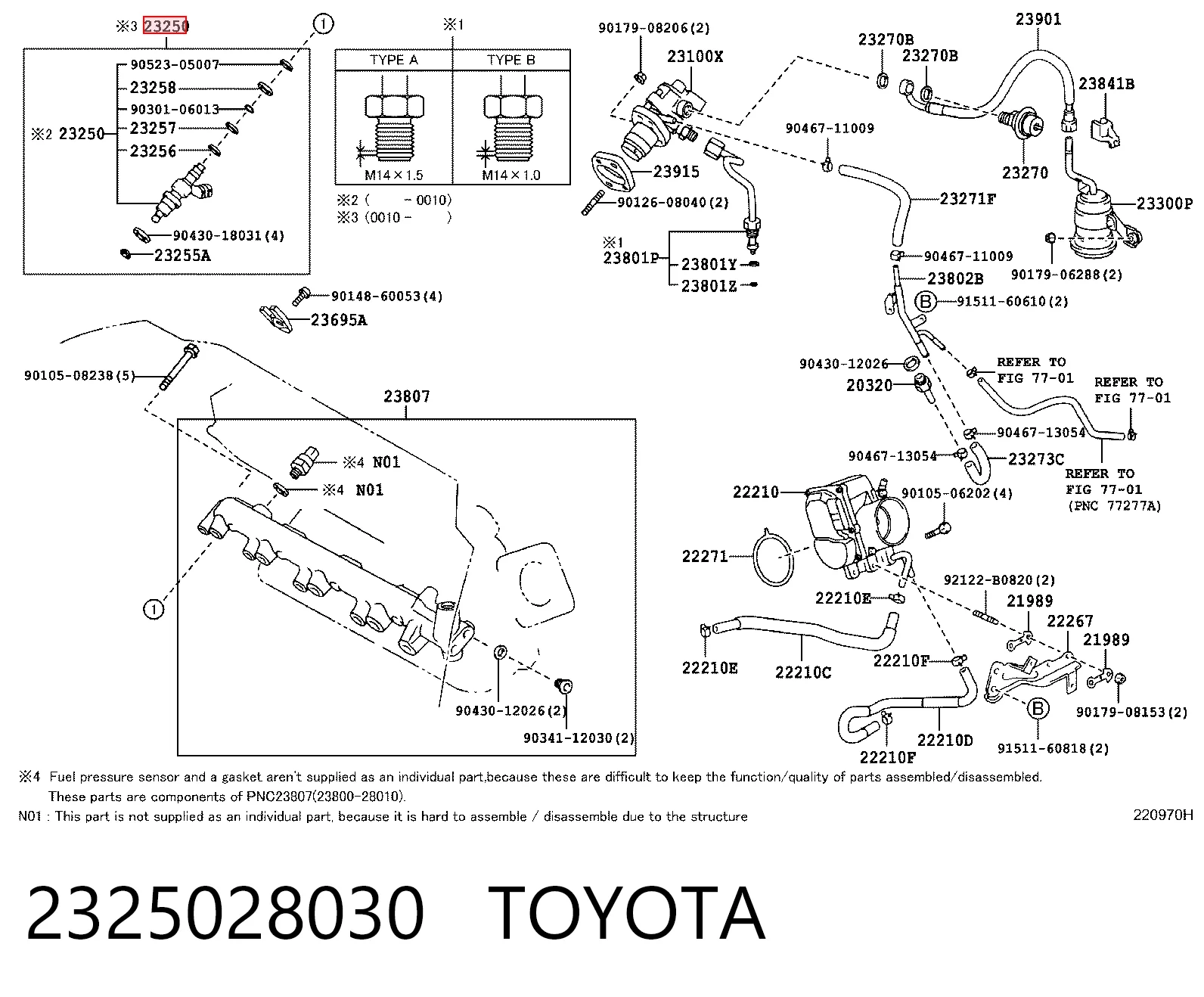 2325028030 Toyota Inyector de combustible