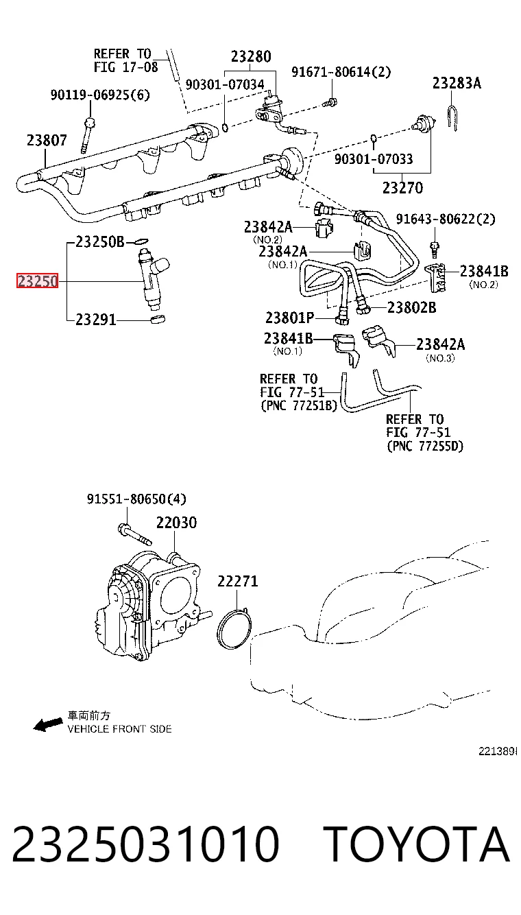 2325031010 Toyota Inyector de combustible