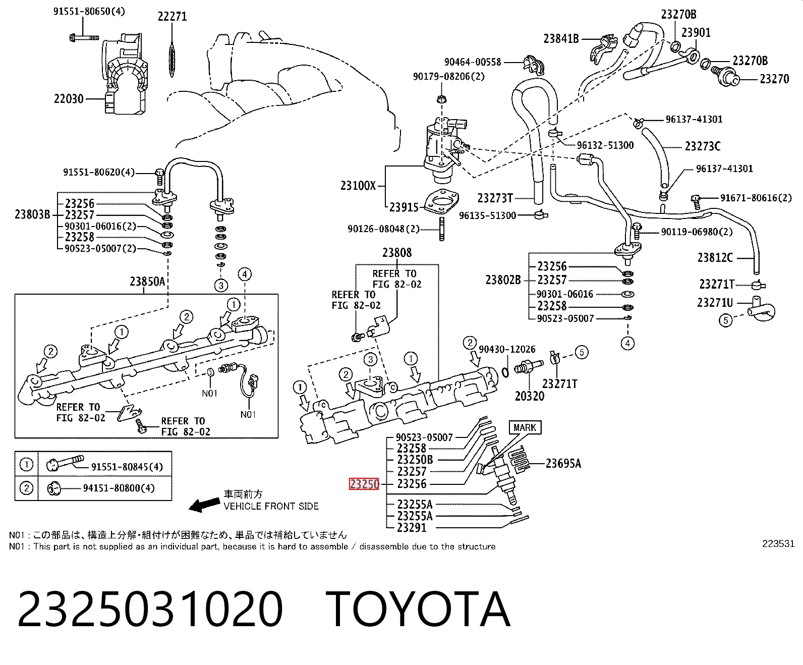 2325031020 Toyota Inyector de combustible