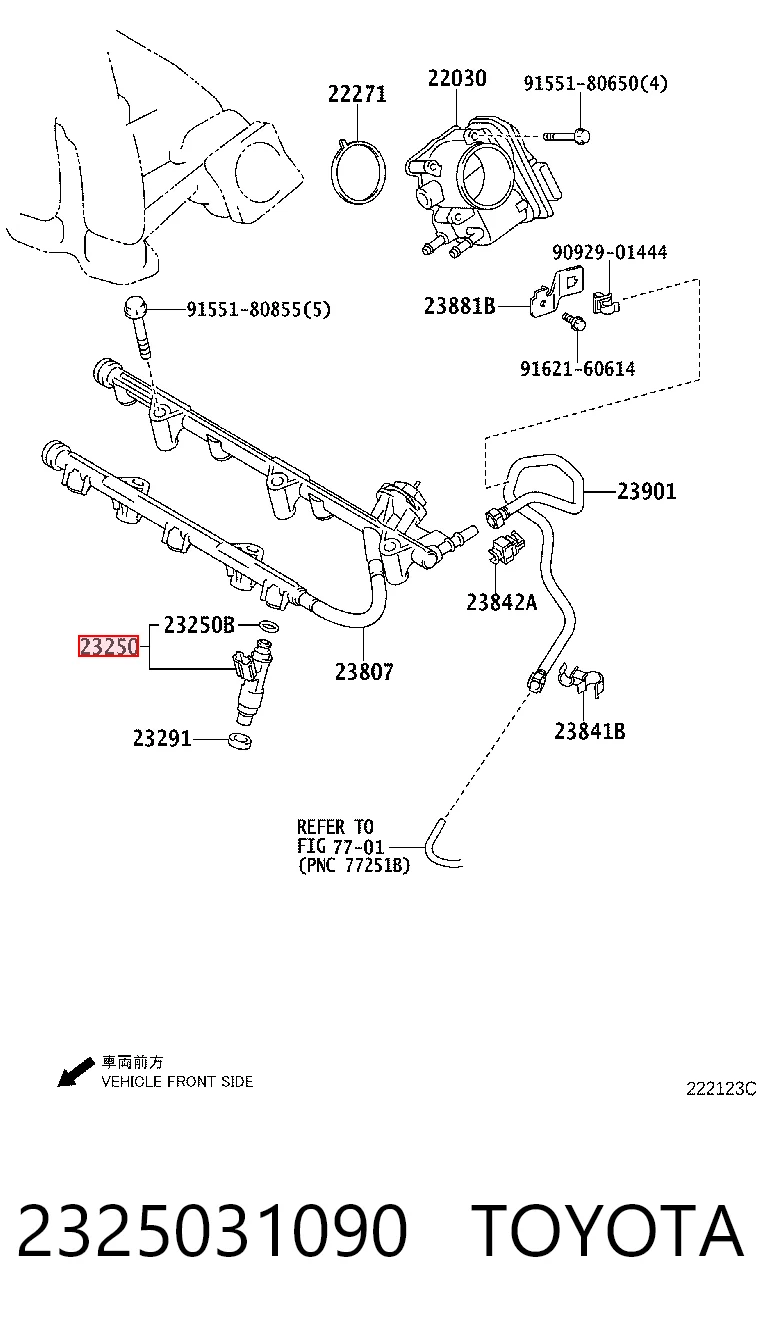 2325031090 Toyota Inyector de combustible