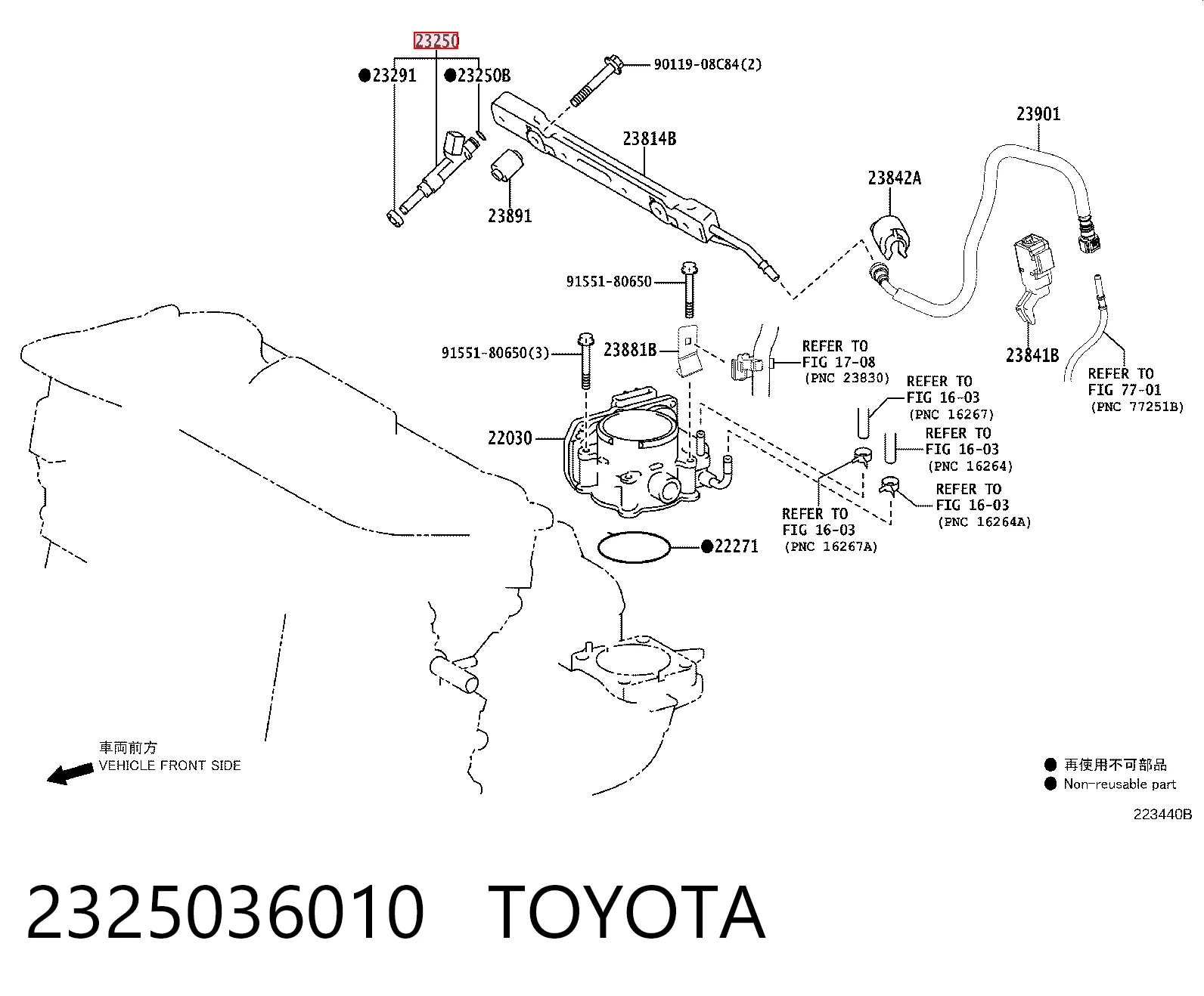 2325036010 Toyota Inyector de combustible