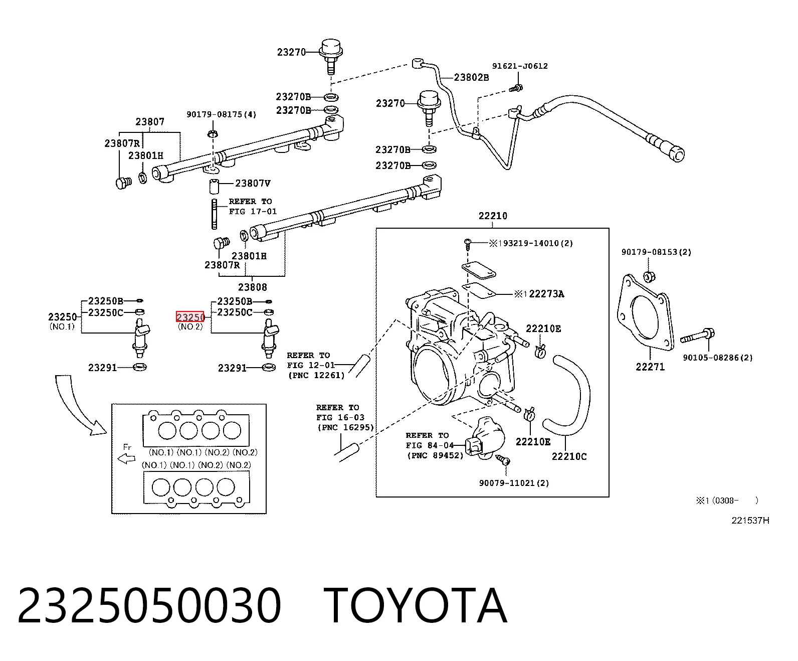 2325050030 Toyota Inyector de combustible