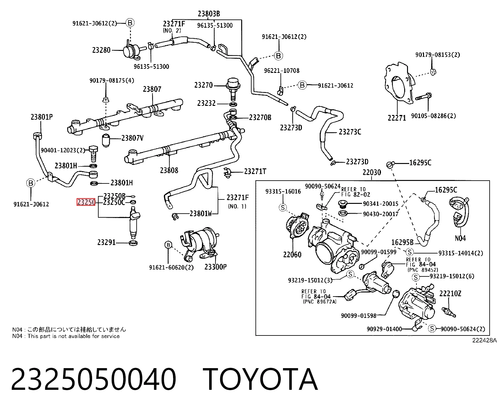 2325050040 Toyota Inyector de combustible