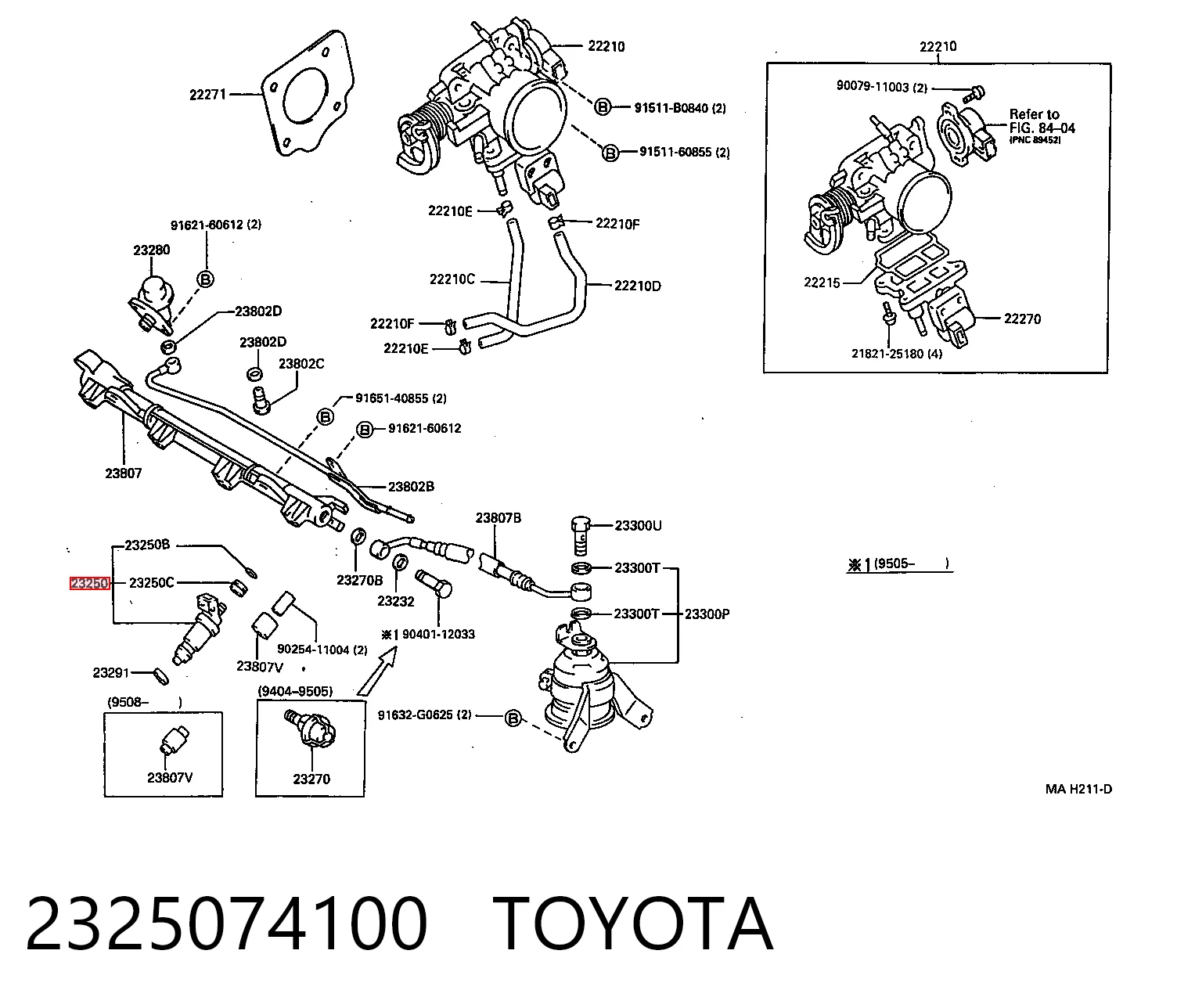 2325074100 Toyota Inyector de combustible