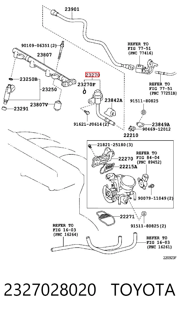 2327028020 Toyota Válvula reguladora de presión