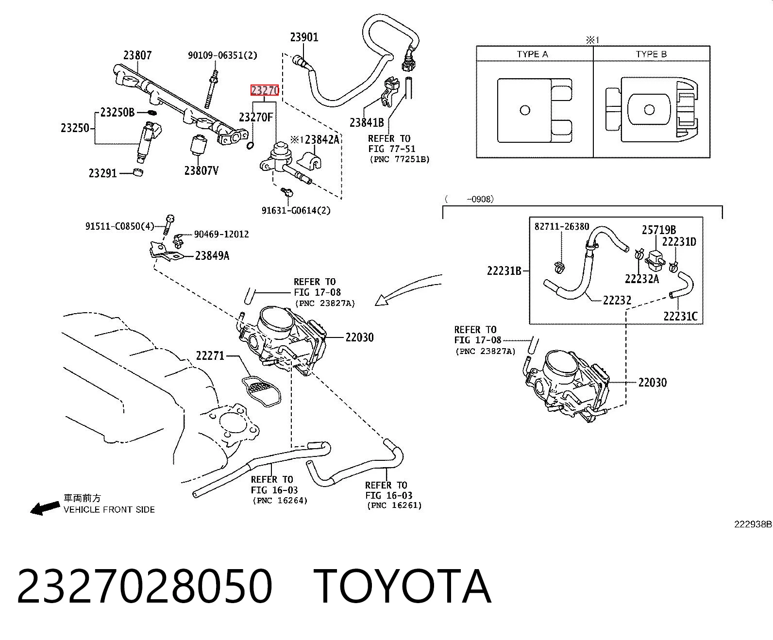 2327028050 Toyota Válvula reguladora de presión