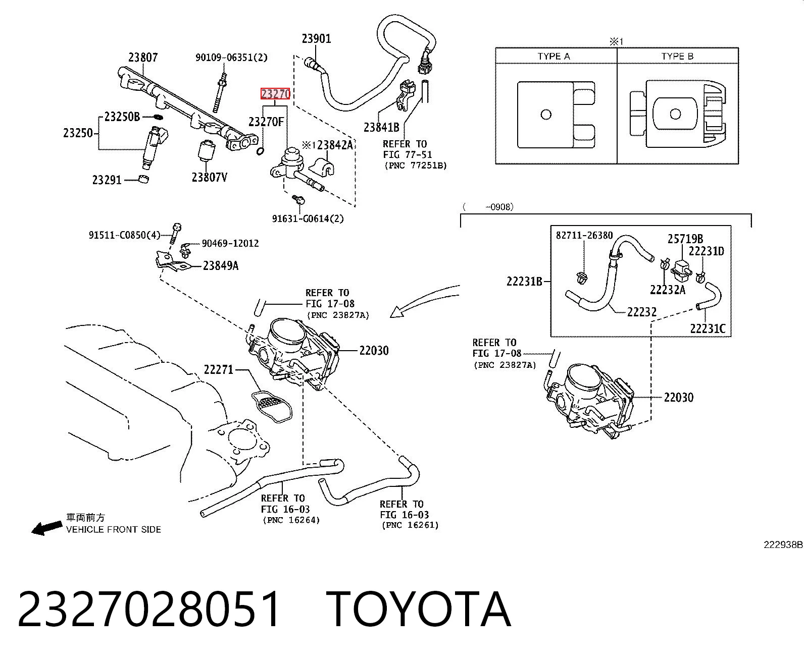 2327028051 Toyota Válvula reguladora de presión