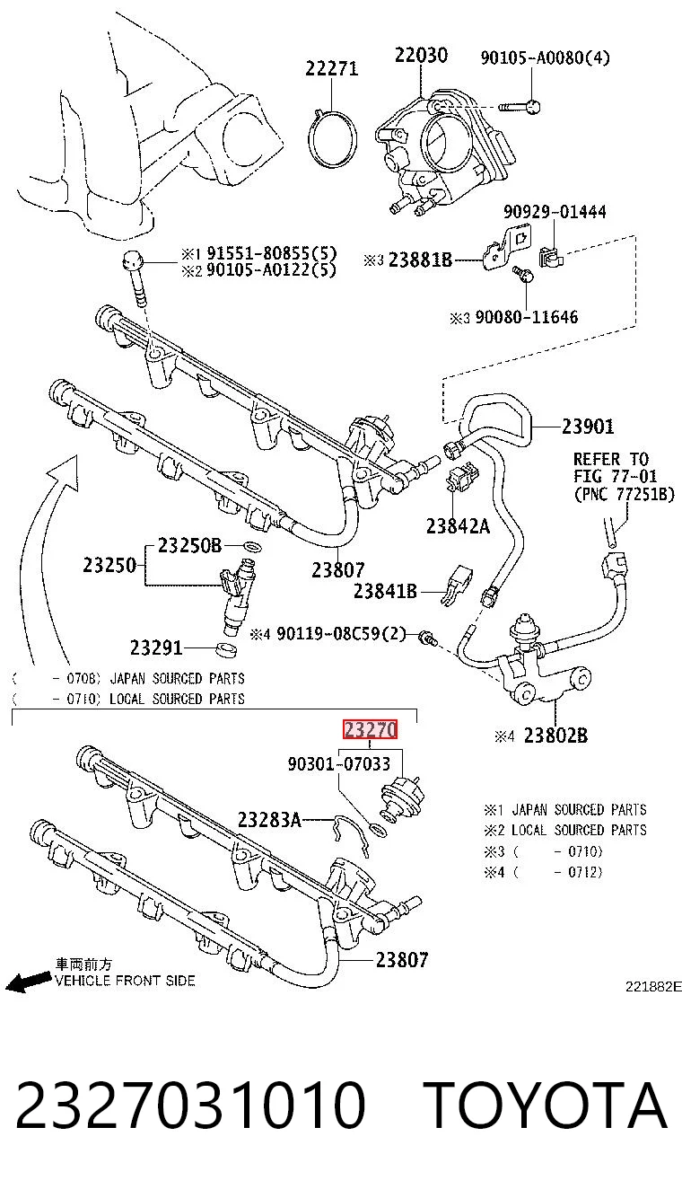 2327031010 Toyota Válvula reguladora de presión