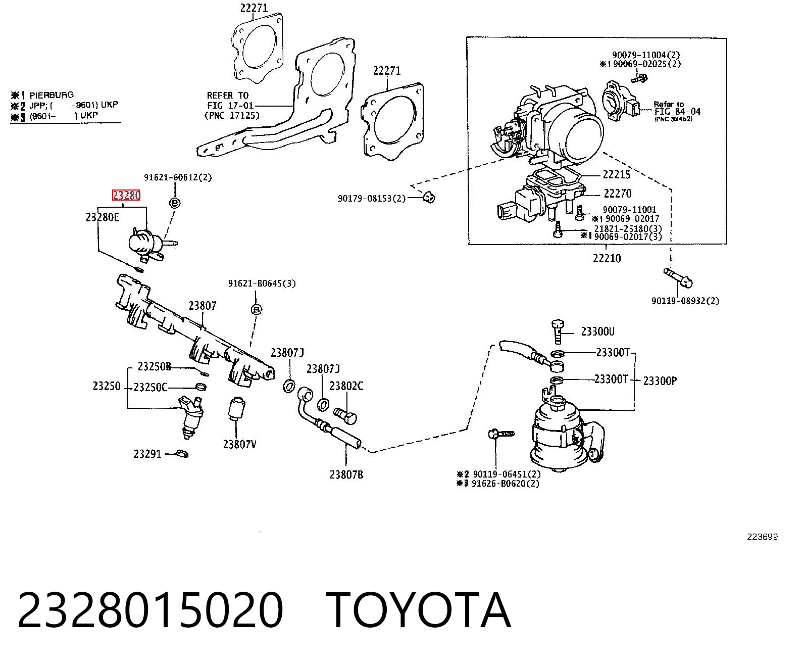 2328015020 Toyota Válvula reguladora de presión