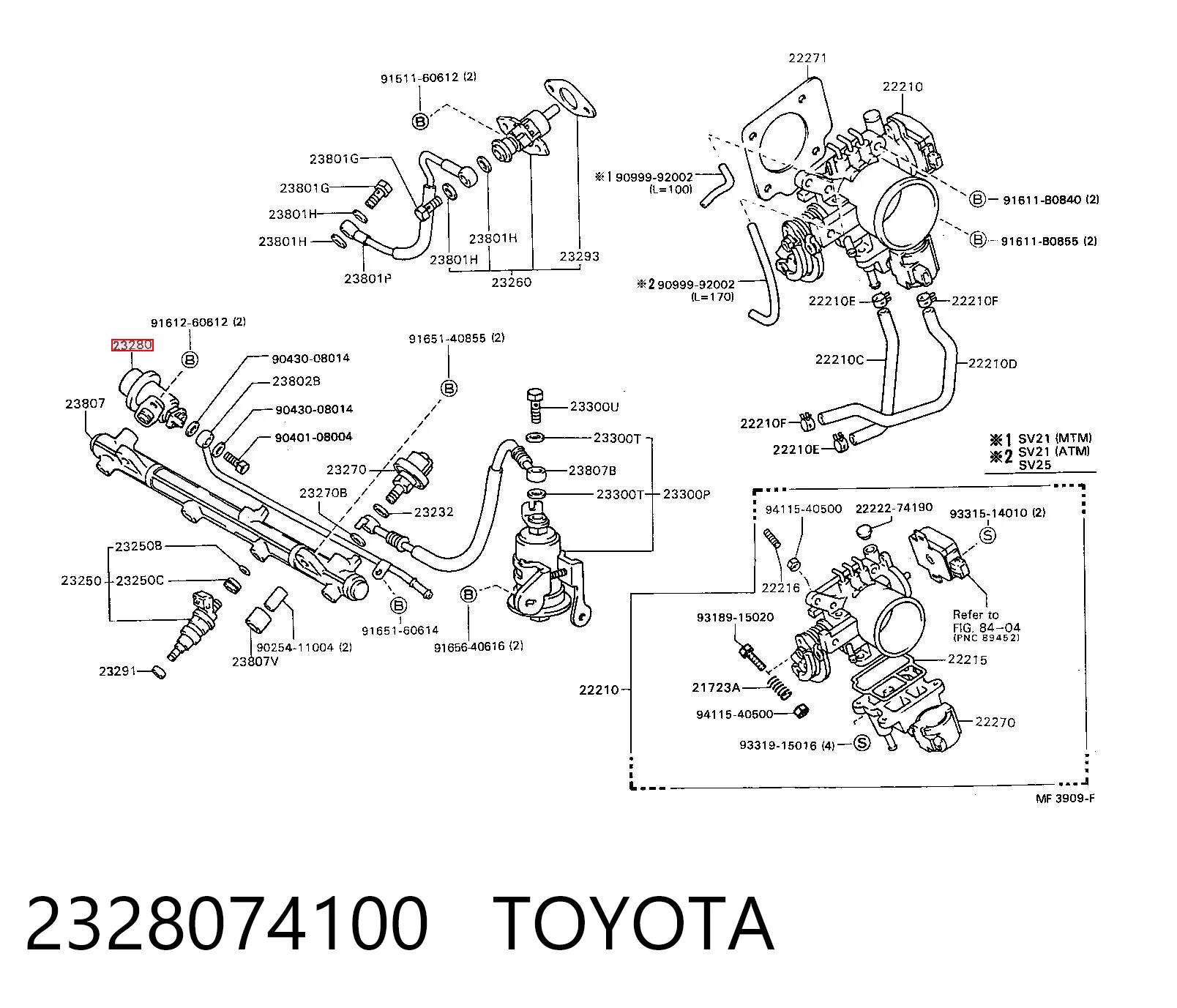 2328074100 Toyota Válvula reguladora de presión