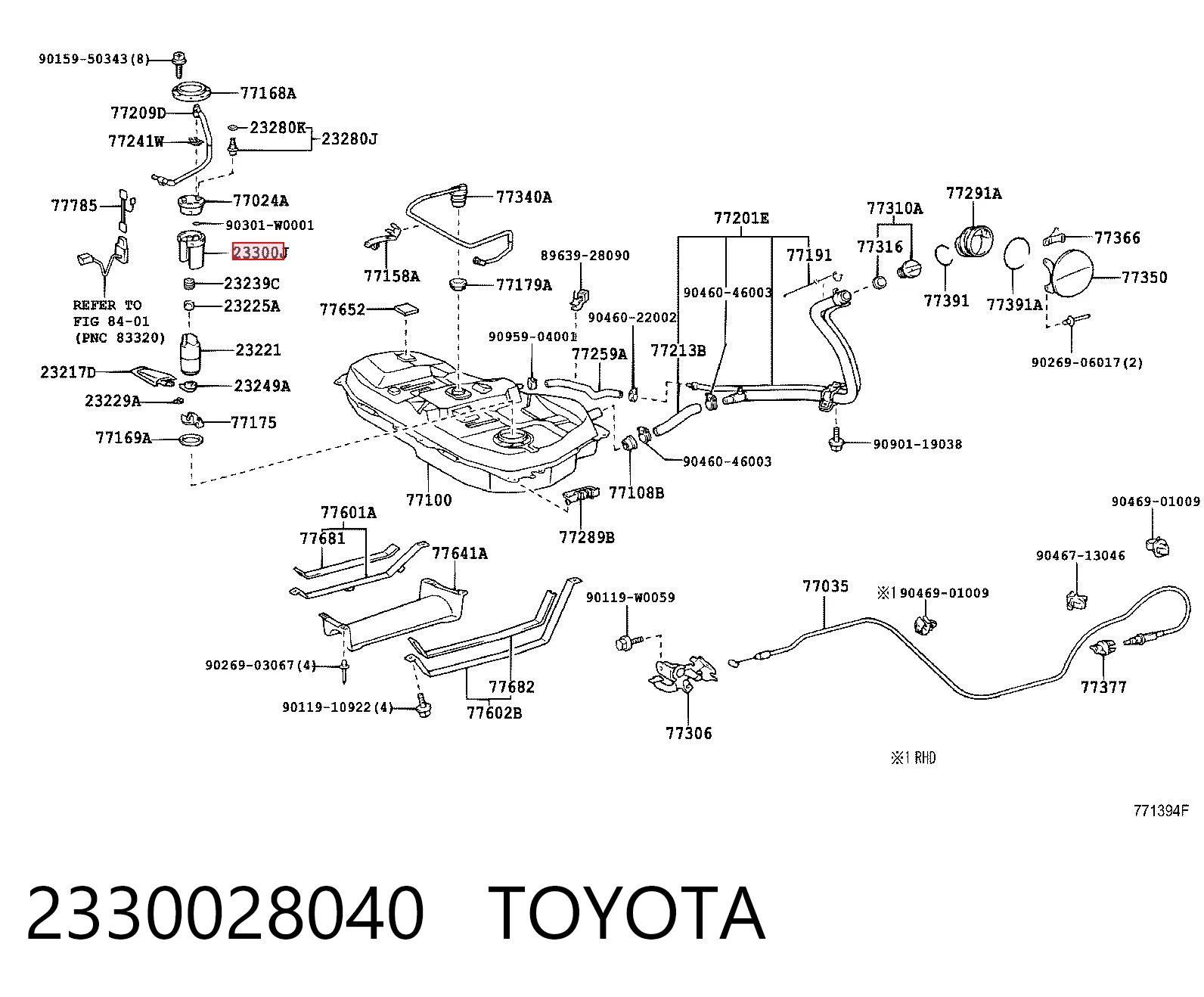 2330028040 Toyota Filtro de gasolina