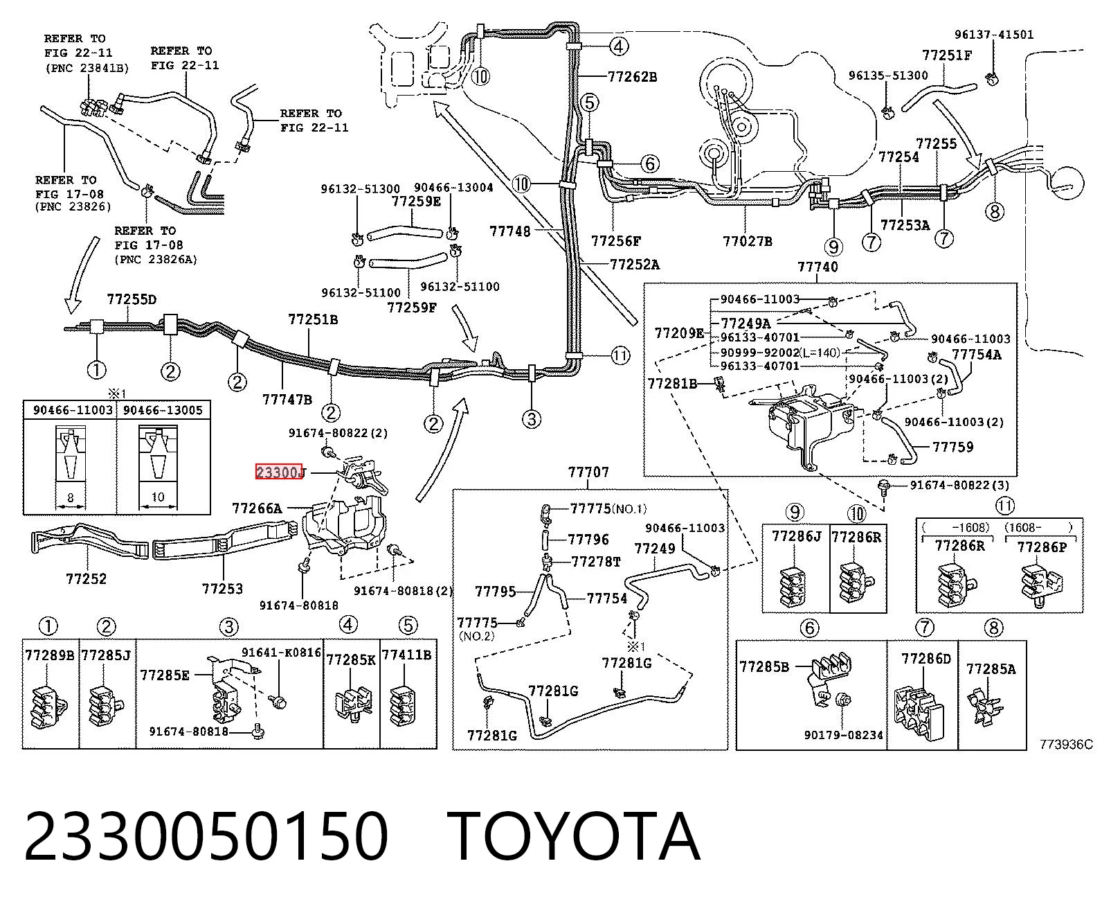 2330050150 Toyota Filtro de gasolina