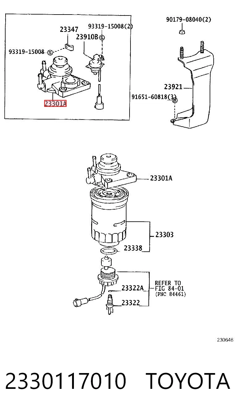 2330117010 Toyota Bomba manual de cebado de combustible
