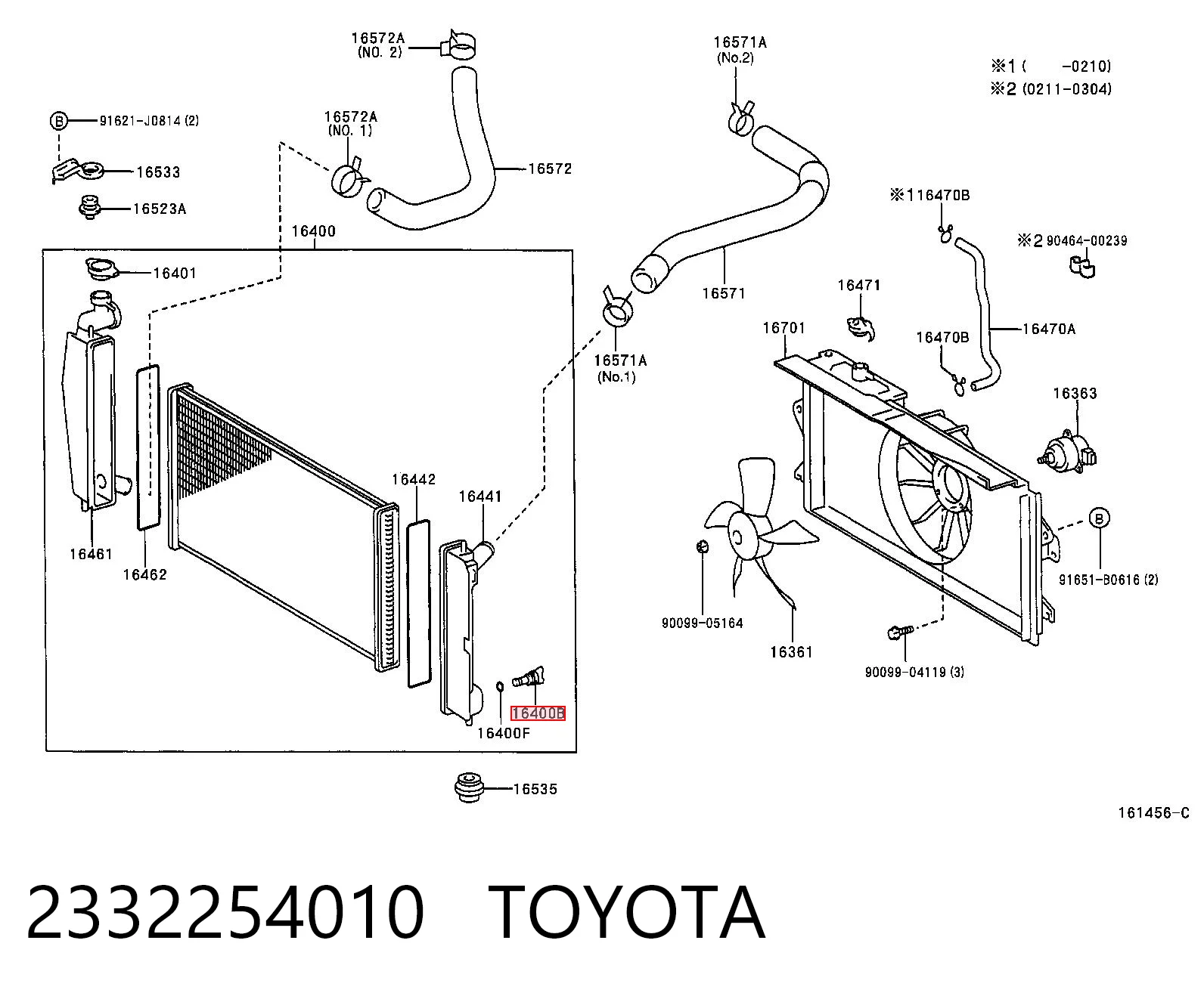 2332254010 Toyota Válvula de drenaje del radiador de refrigeración