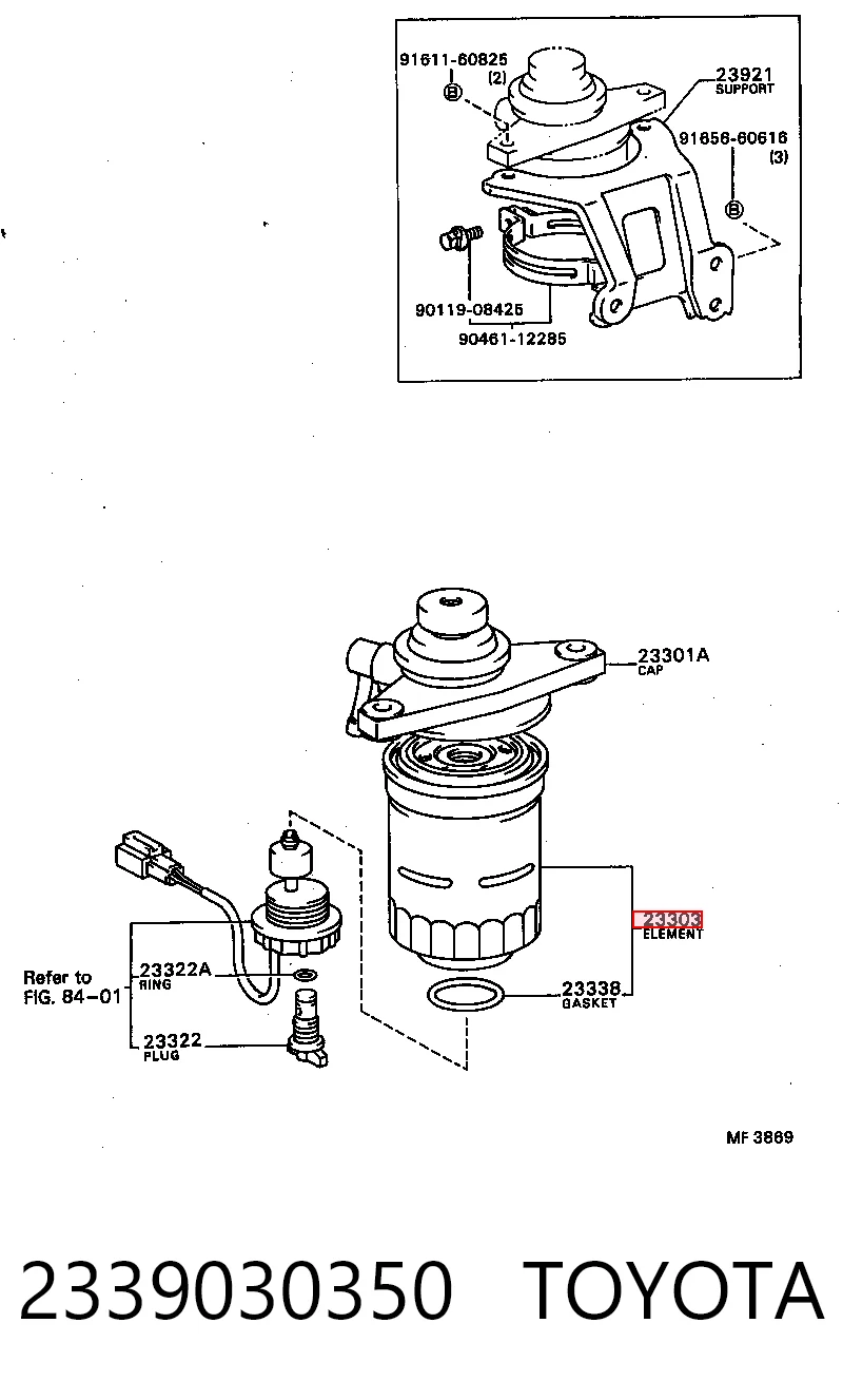 2339030350 Toyota Filtro de gasolina
