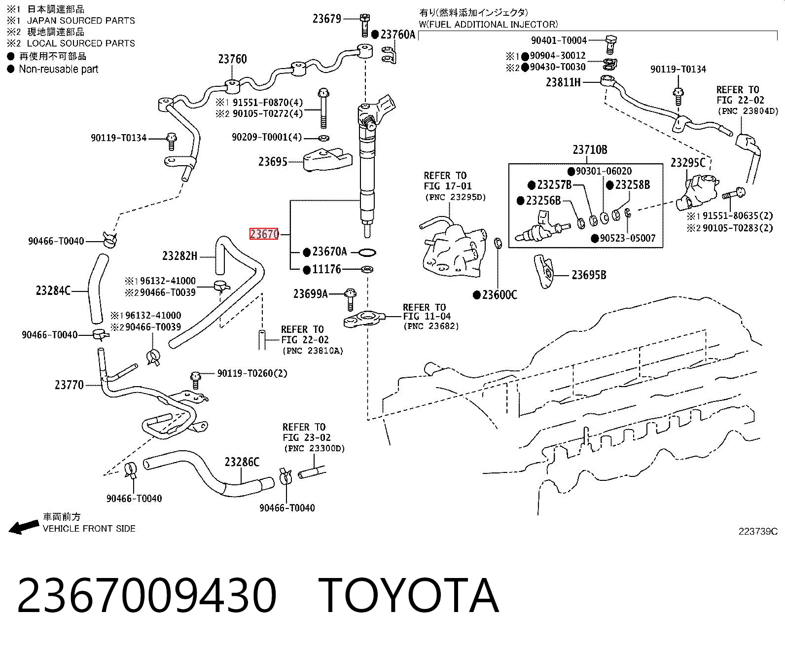 2367009430 Toyota Inyector de combustible