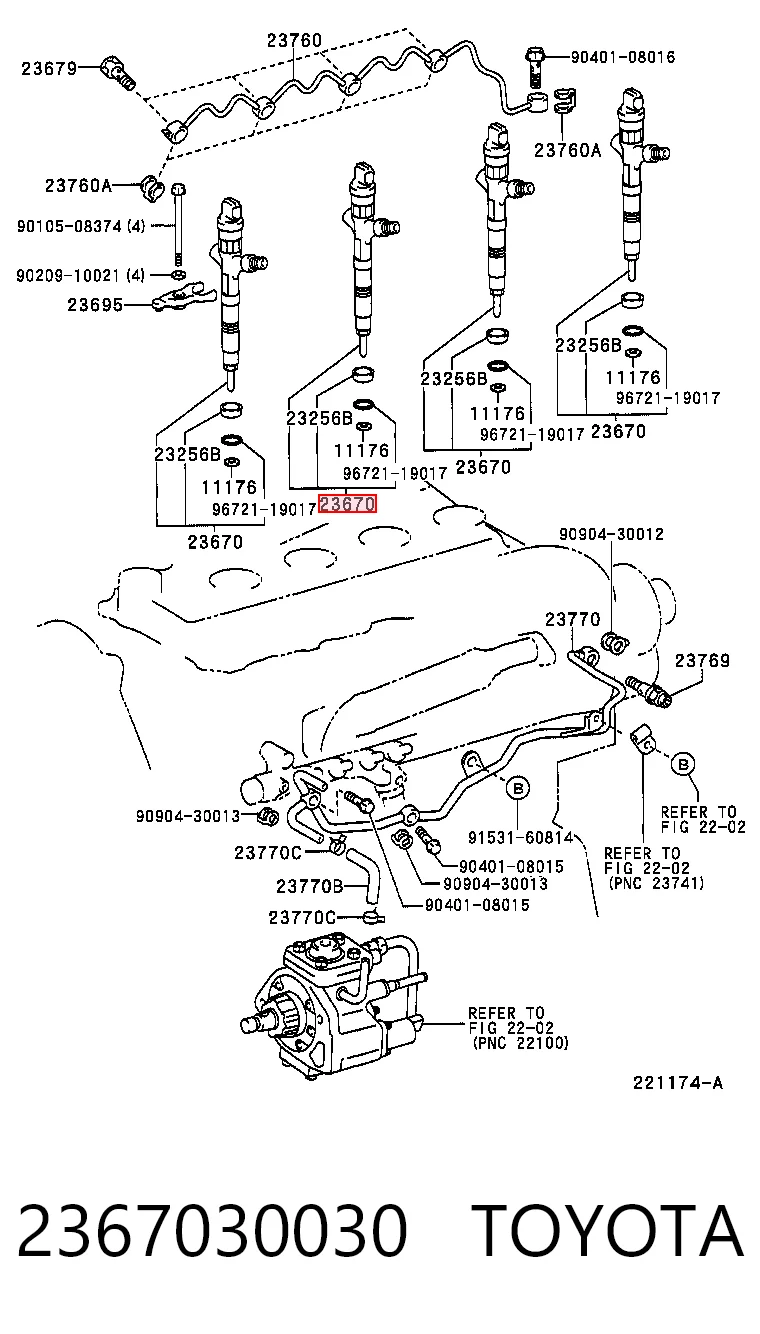 2367030030 Toyota Inyector de combustible