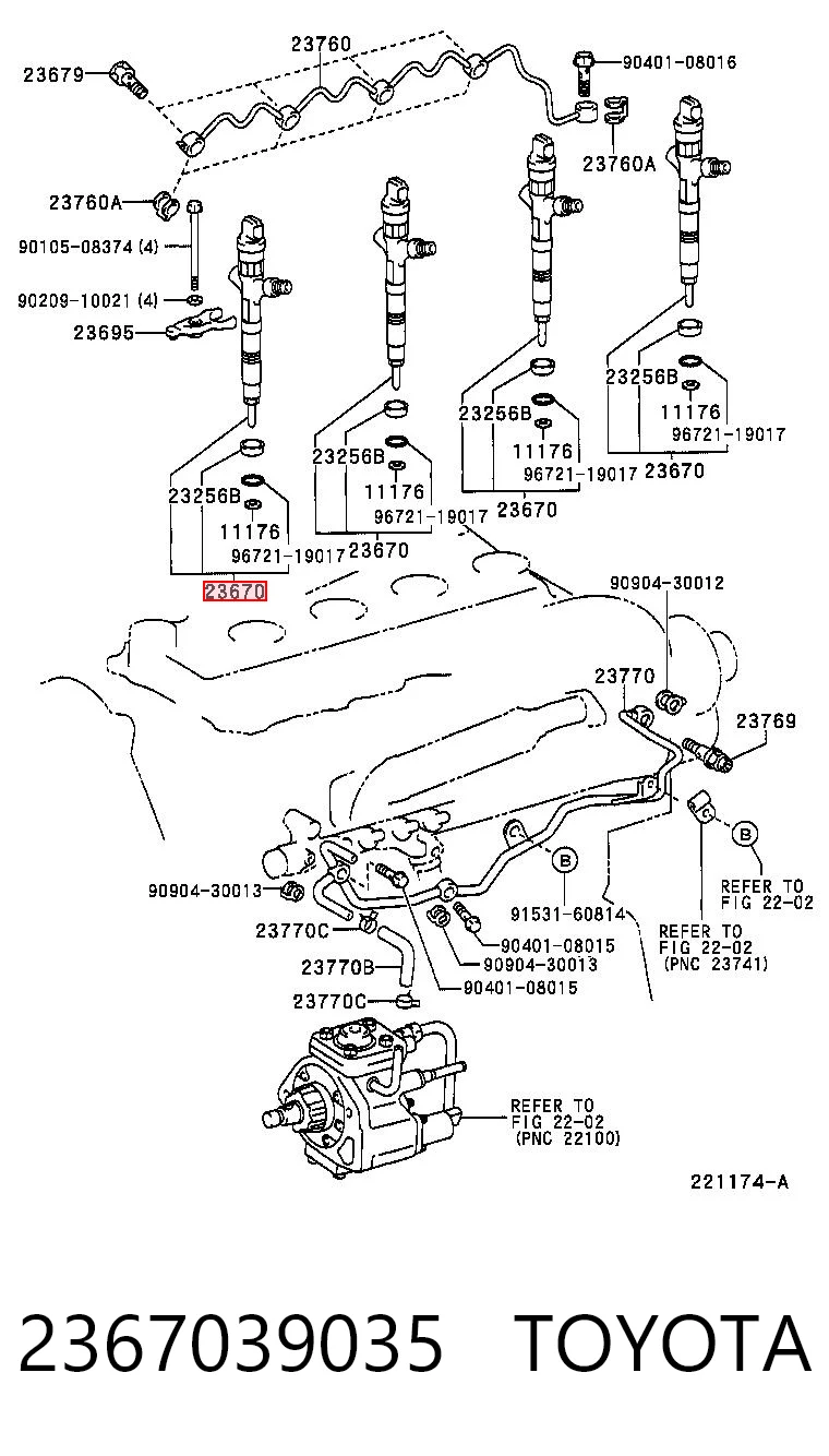 2367039035 Toyota Inyector de combustible