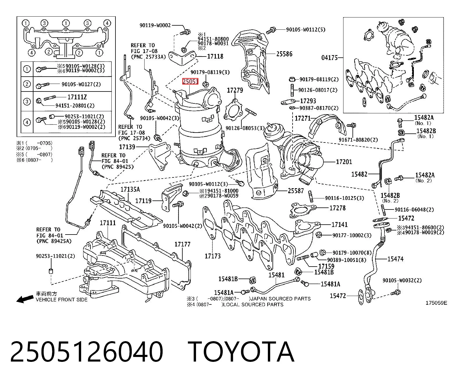 2505126040 Toyota Catalizador de gasolina y diésel