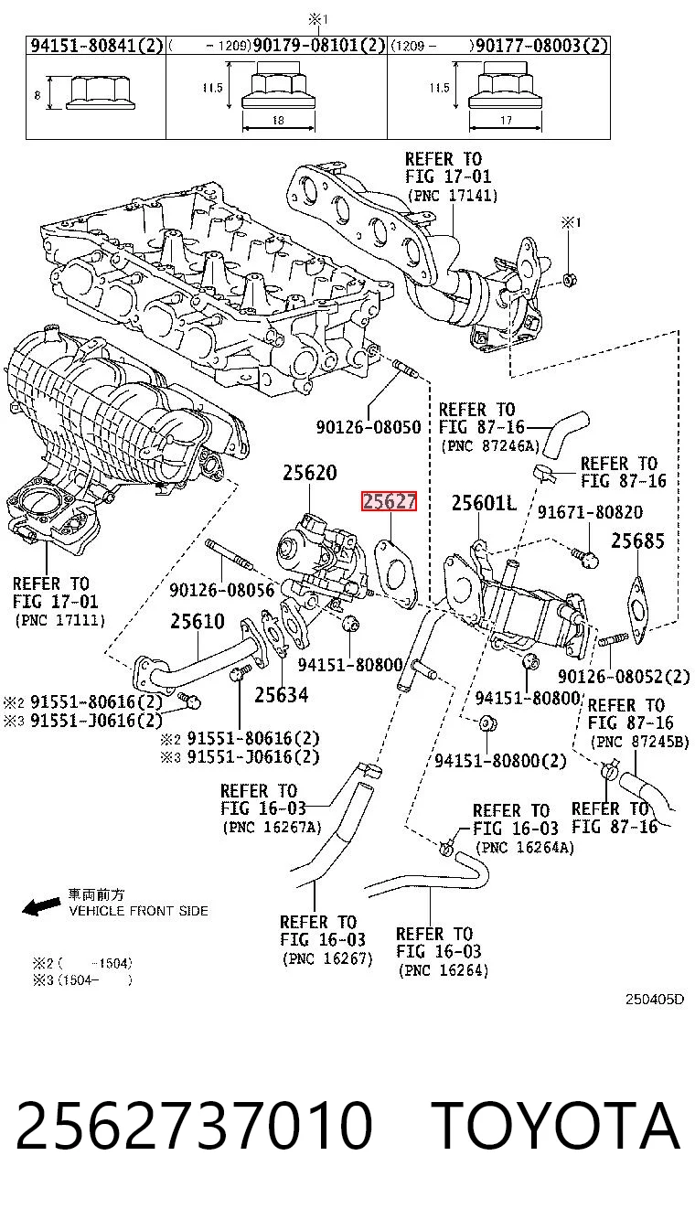 2562737010 Toyota Junta de válvula EGR