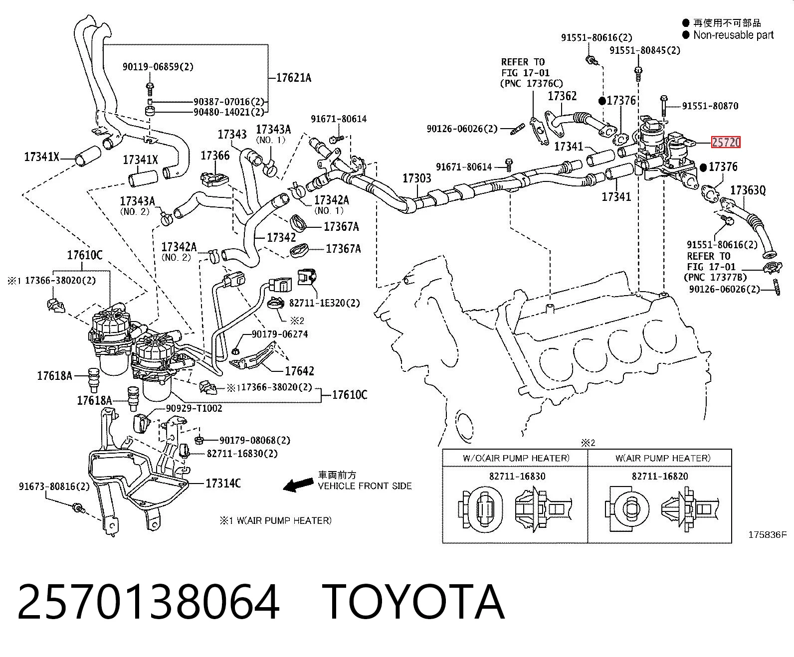 2570138064 Toyota Válvula de purga del catalizador