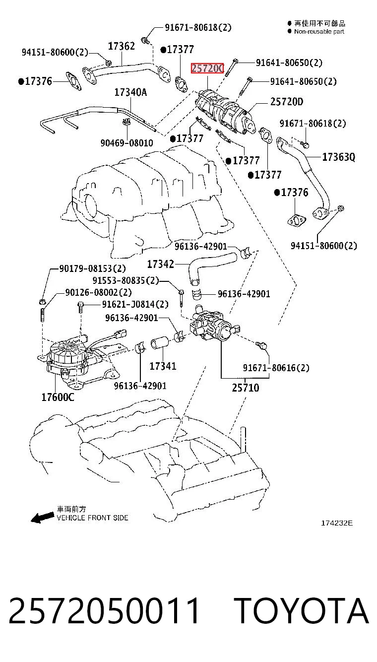 2572050011 Toyota Válvula de purga del catalizador