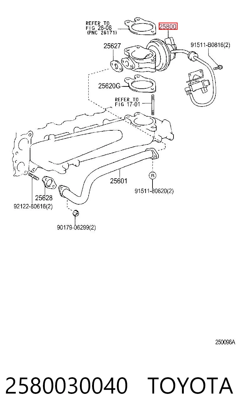 2580030040 Toyota Válvula EGR