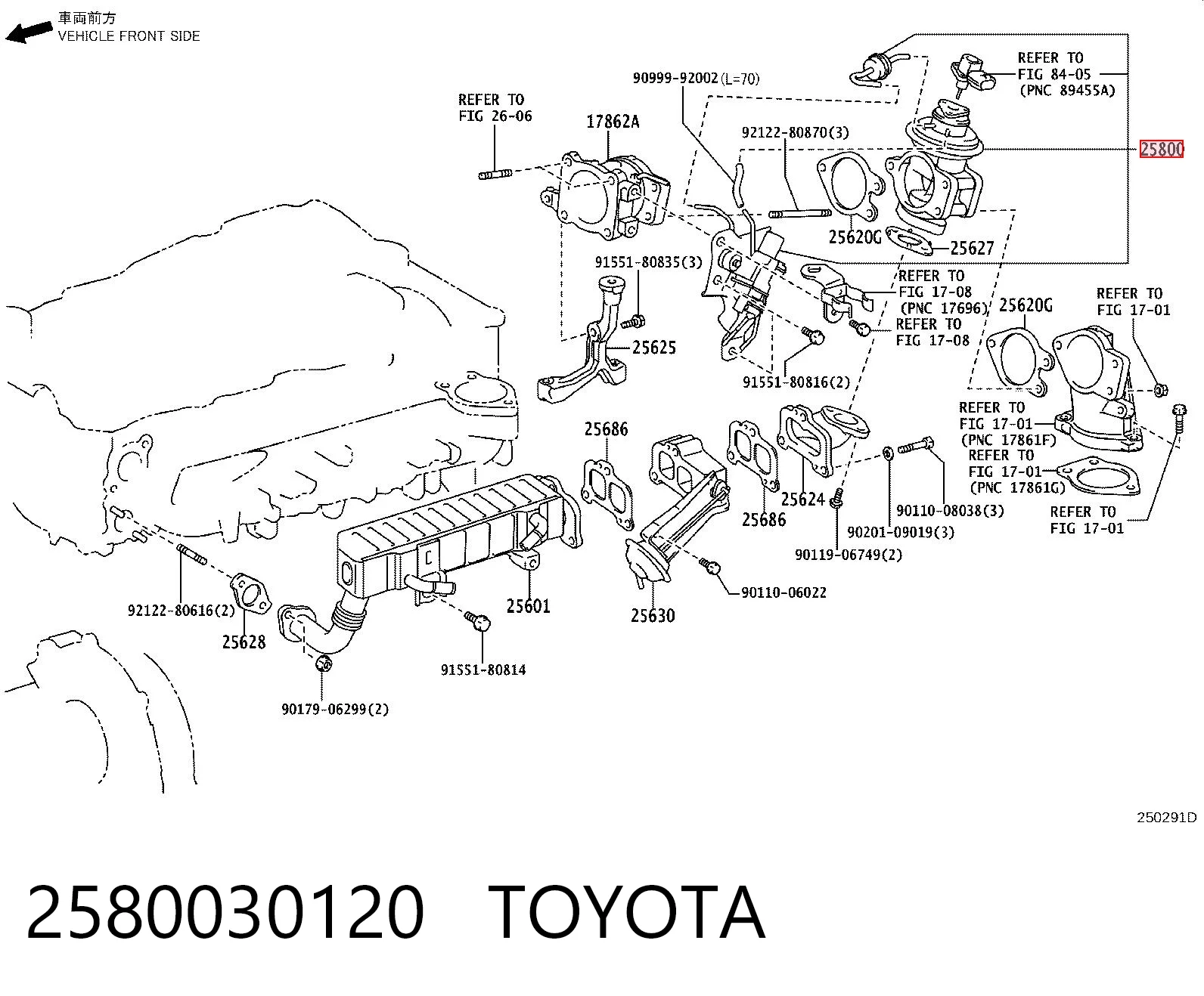 2580030120 Toyota Válvula EGR