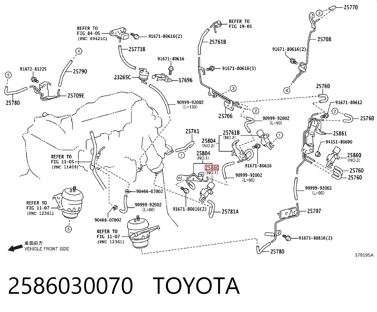 2586030070 Toyota Válvula de solenoide de control de mariposa EGR