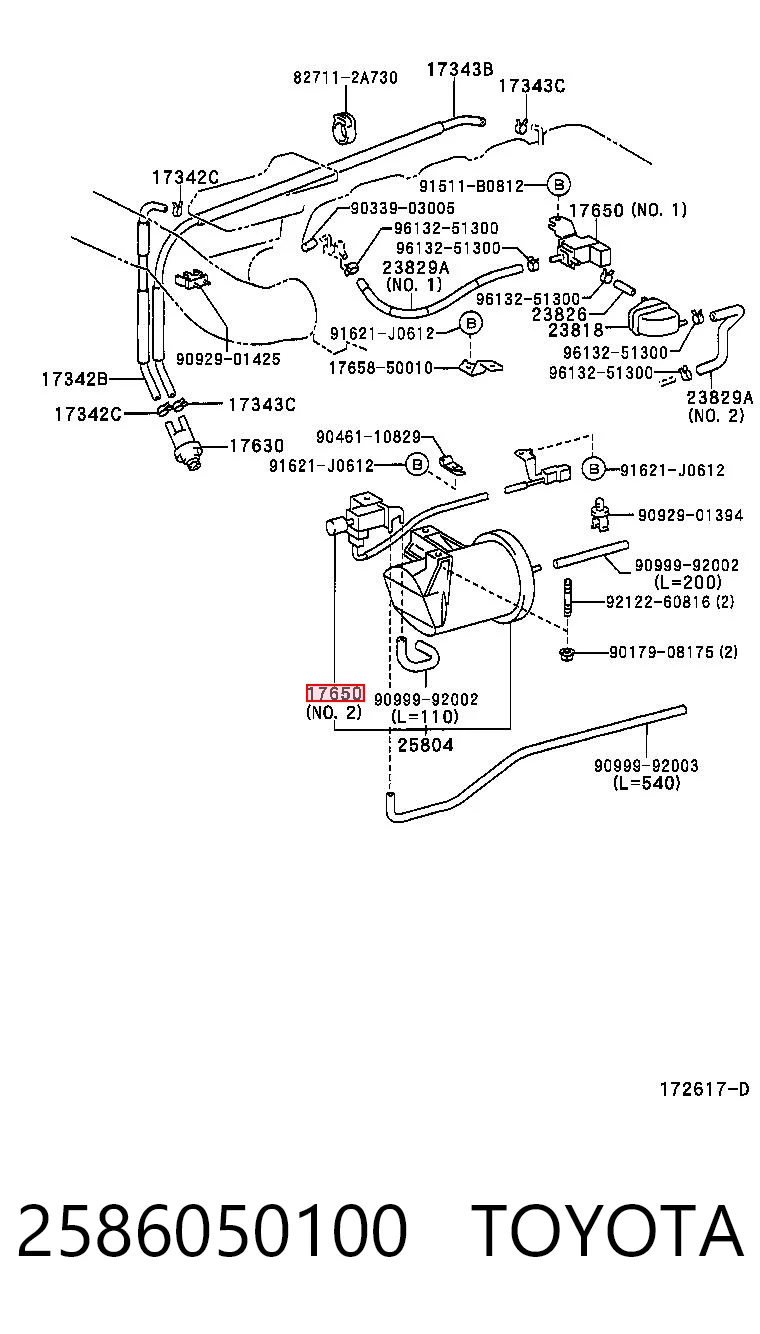 2586050100 Toyota Válvula de purga de vapores de combustible
