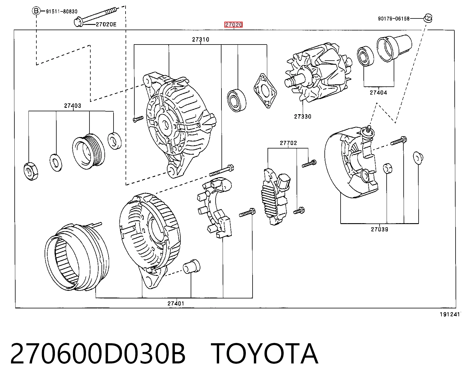 270600D030B Toyota Alternador de coche